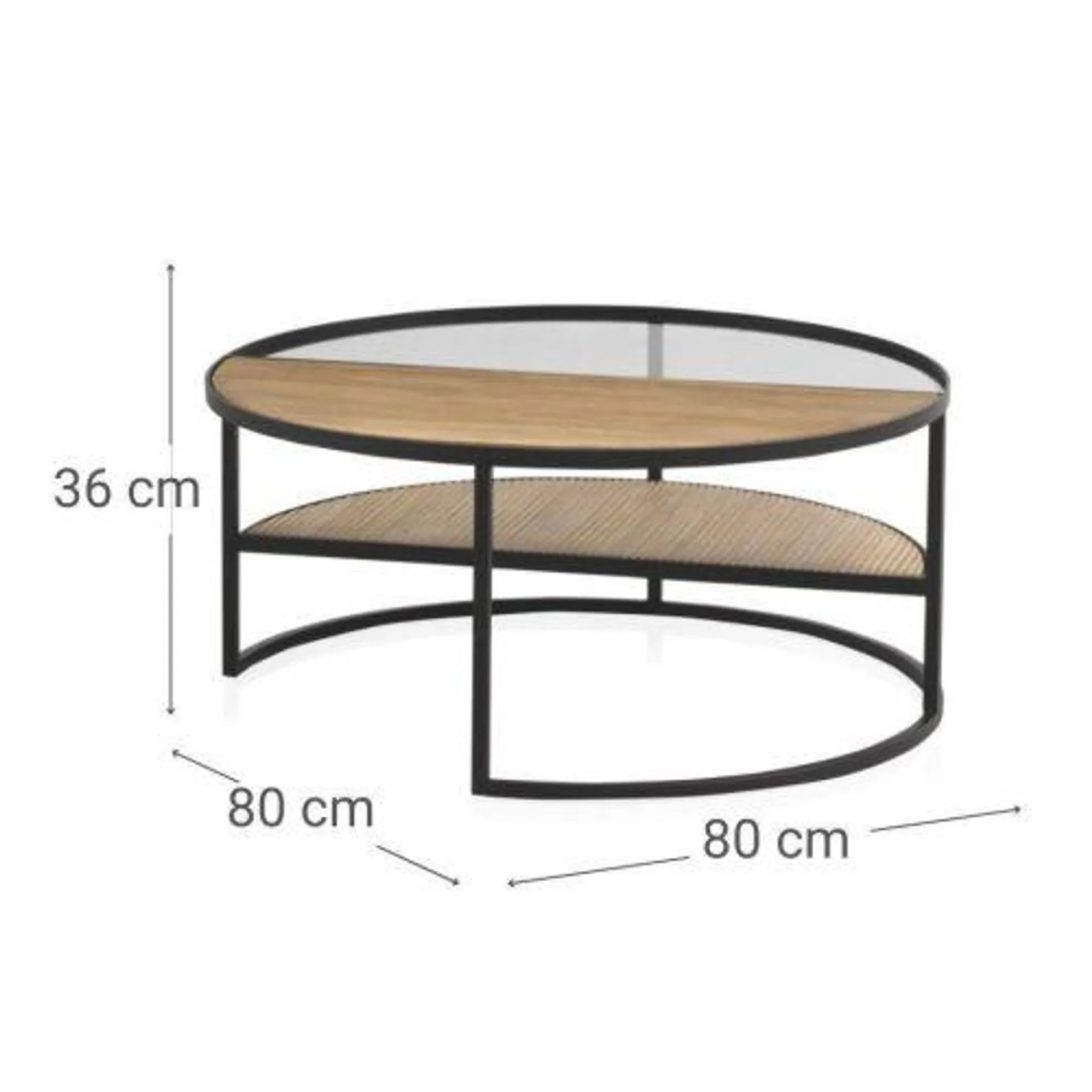 Mesa de Centro Metálica con Madera y Cristal GABAR 10969