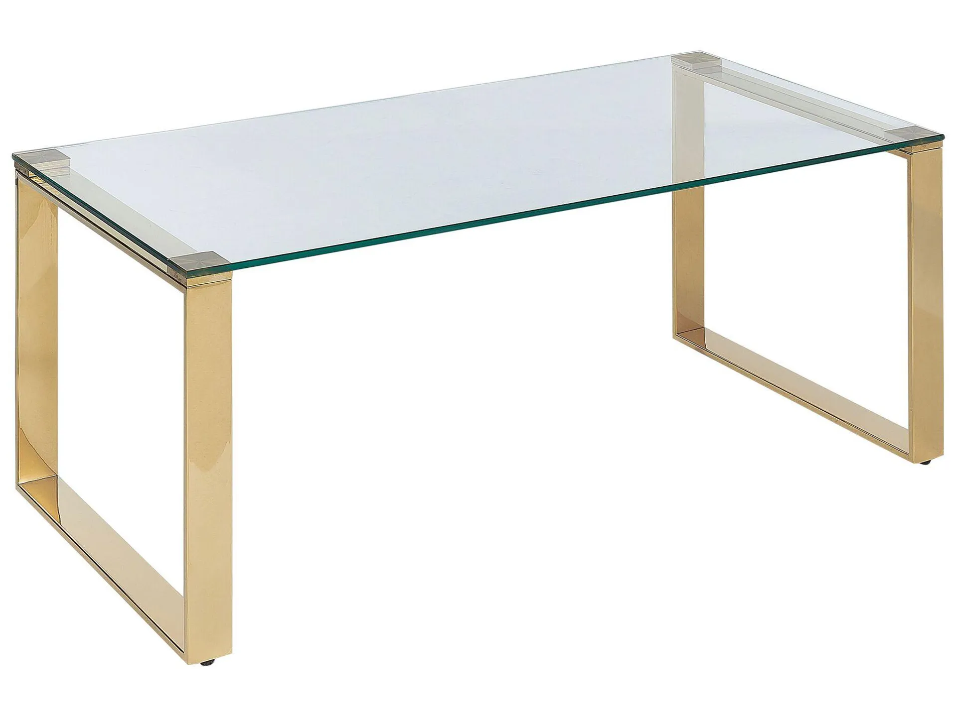 Mesa de centro de vidrio templado transparente/dorado 100 x 50 cm TILON