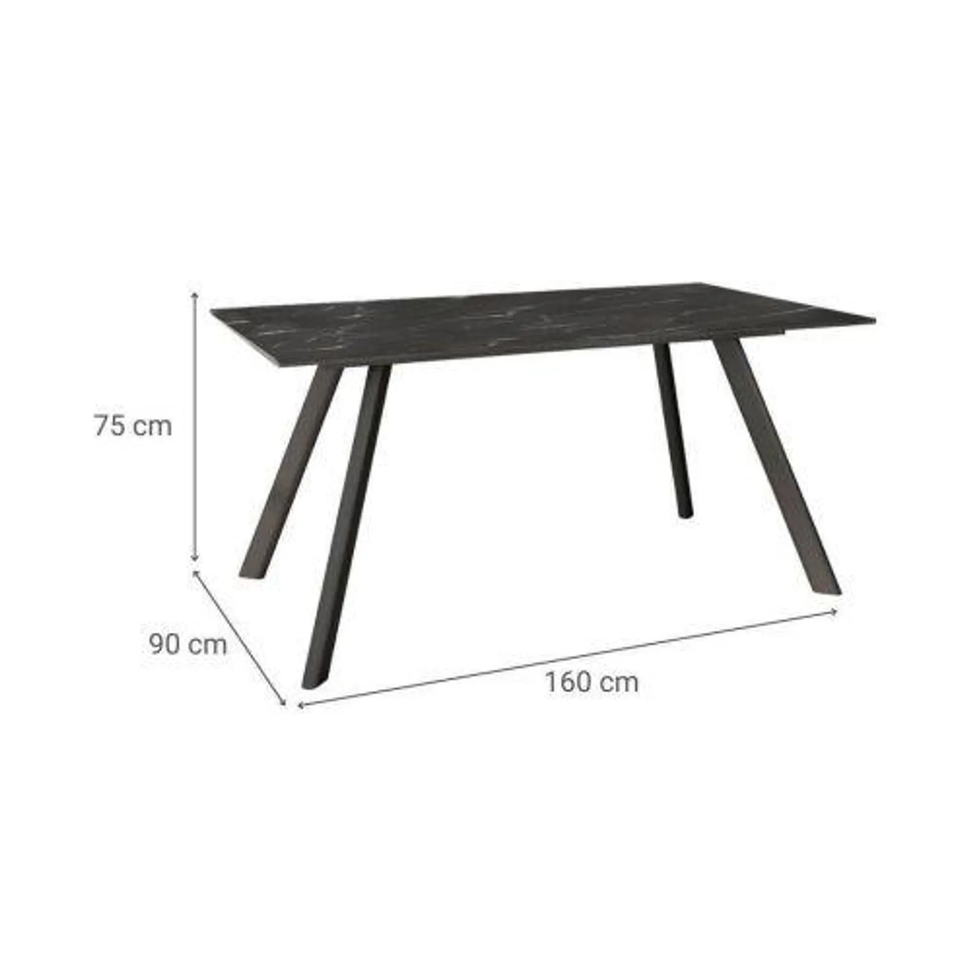 Mesa de Comedor 160x90cm con Estructura de Metal Negro OMAN