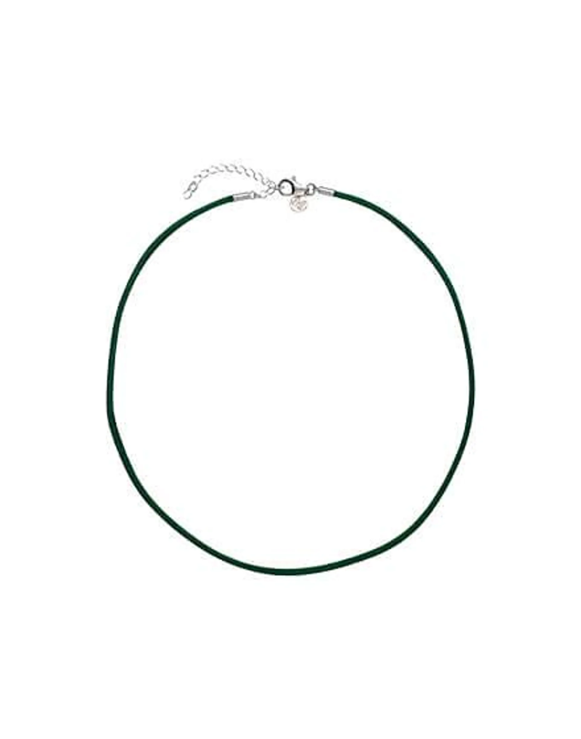 Choker de seda verde esmeralda 40 cm con broche en plata
