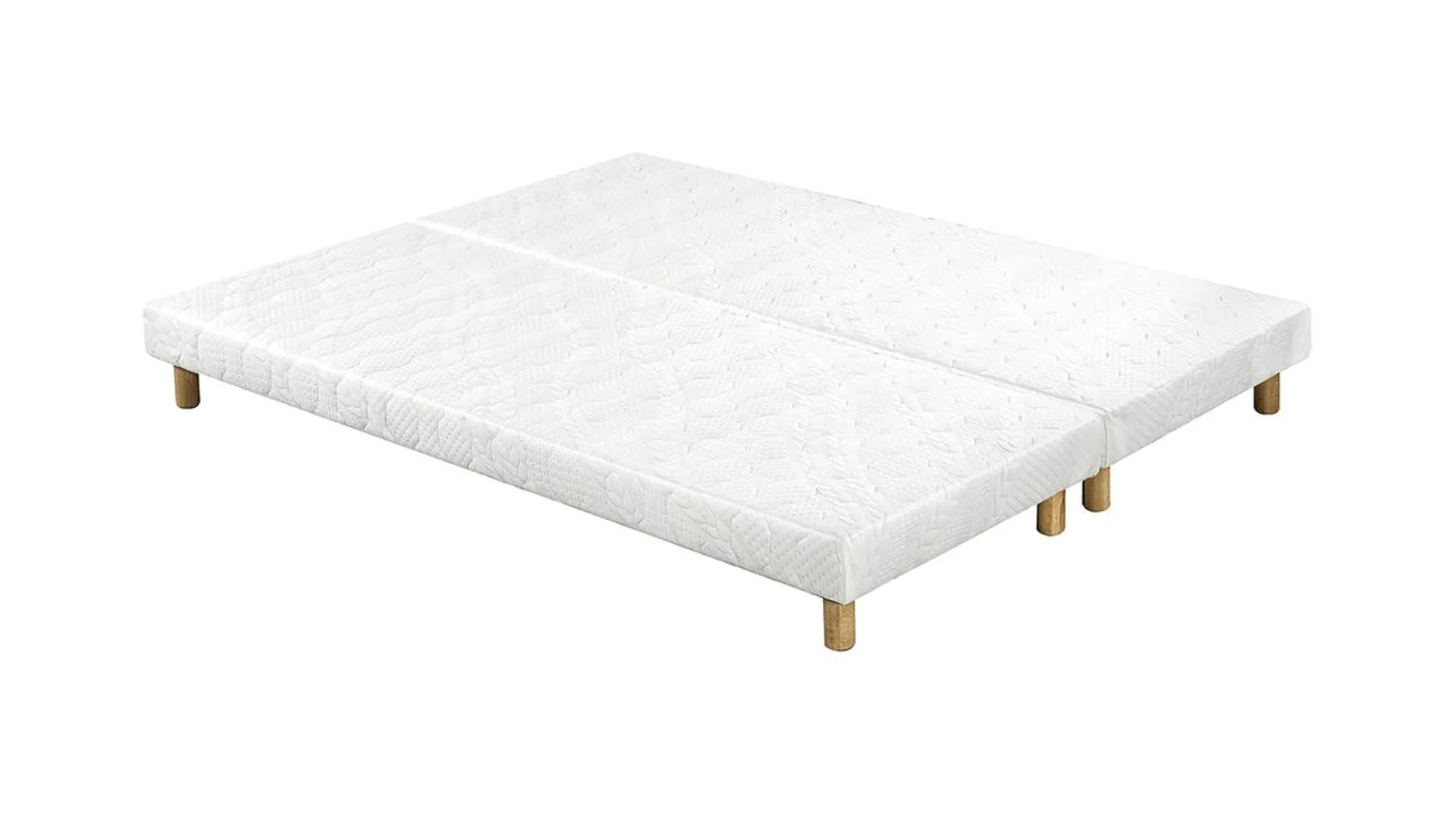 Set de 2 somieres tapizados en blanco con patas de madera 90 × 200 cm JAMI