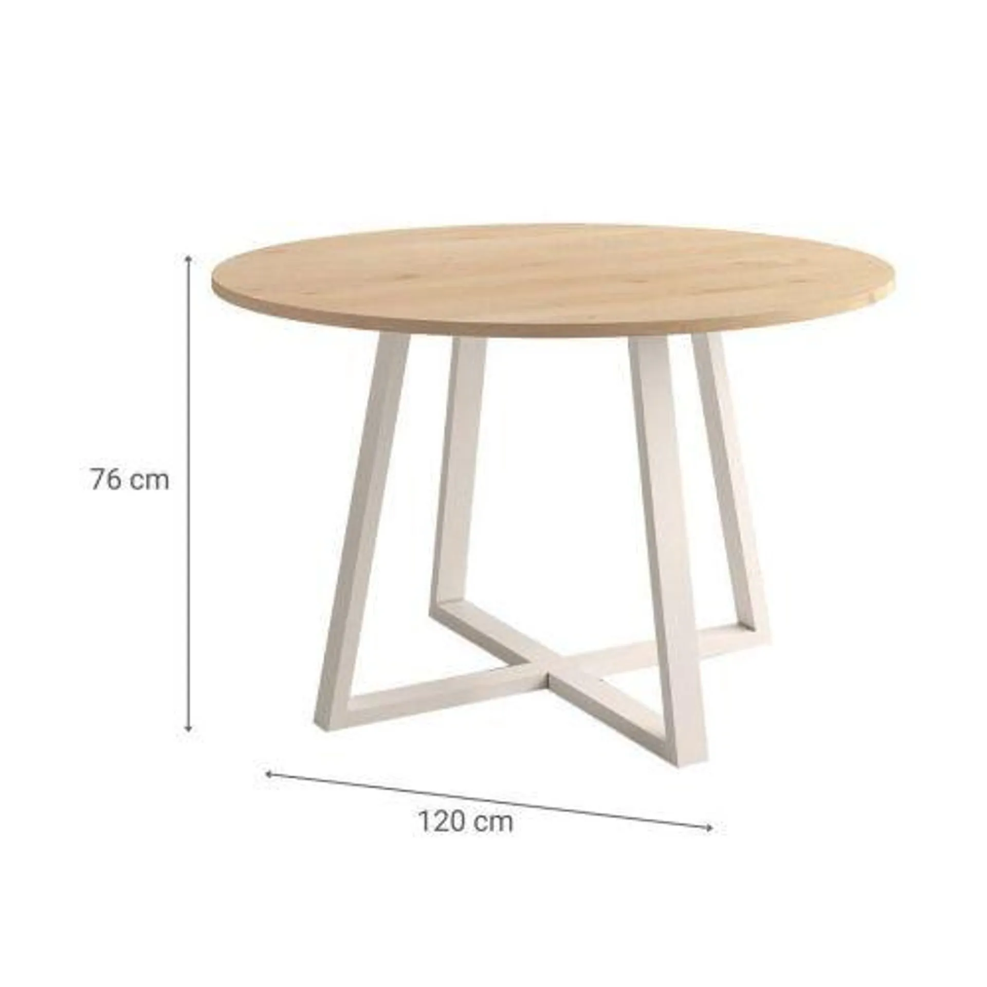 Mesa Lugano Circular 120 cm Estuctura Marfil BOGAL CNG049M