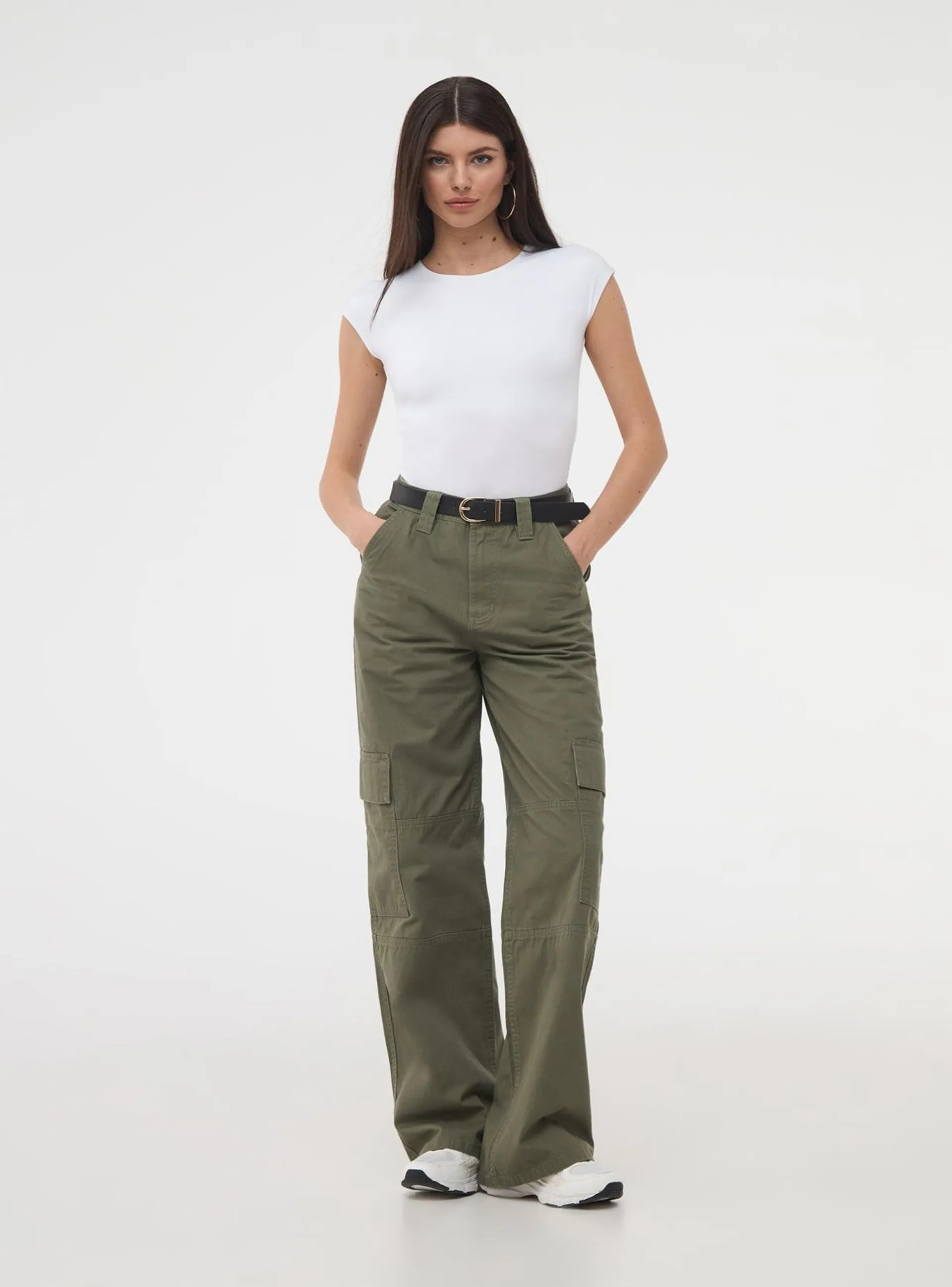 Pantaloni cargo tinta unita Verde militare