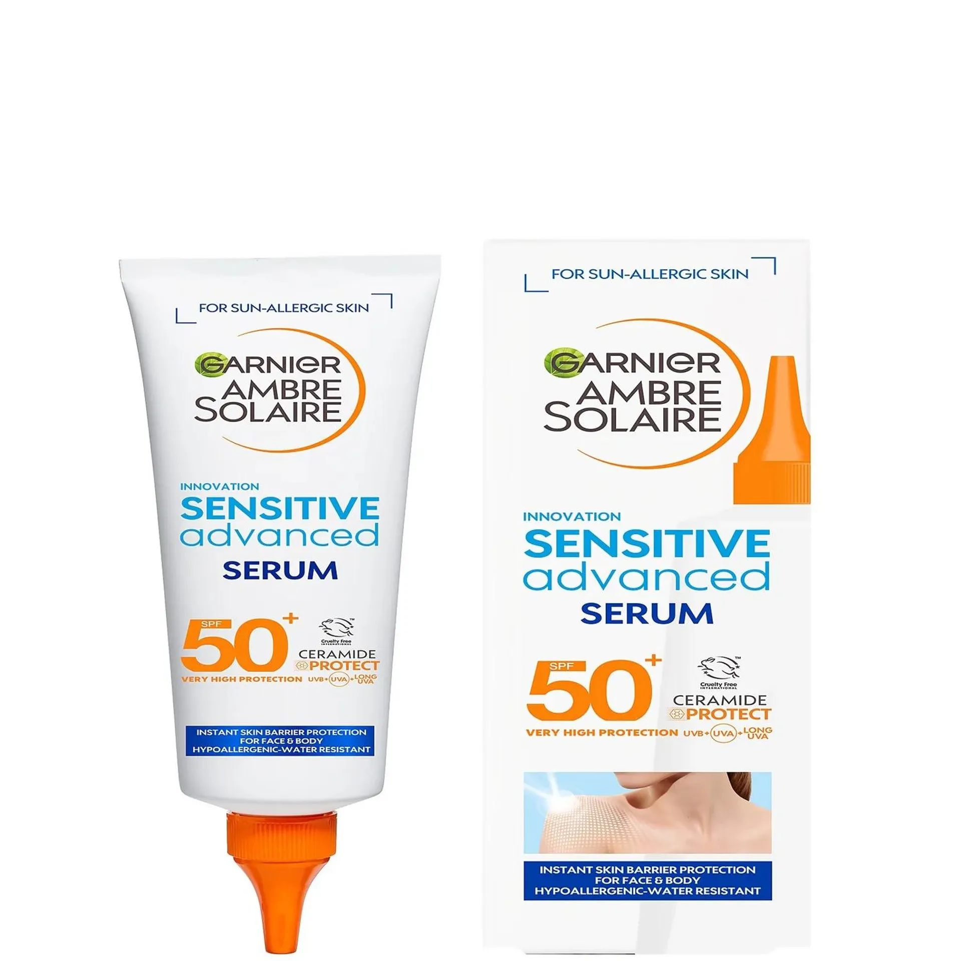 Sérum facial y corporal Ambre Solaire FPS 50+ Sensitive Advanced de Garnier, 125 ml