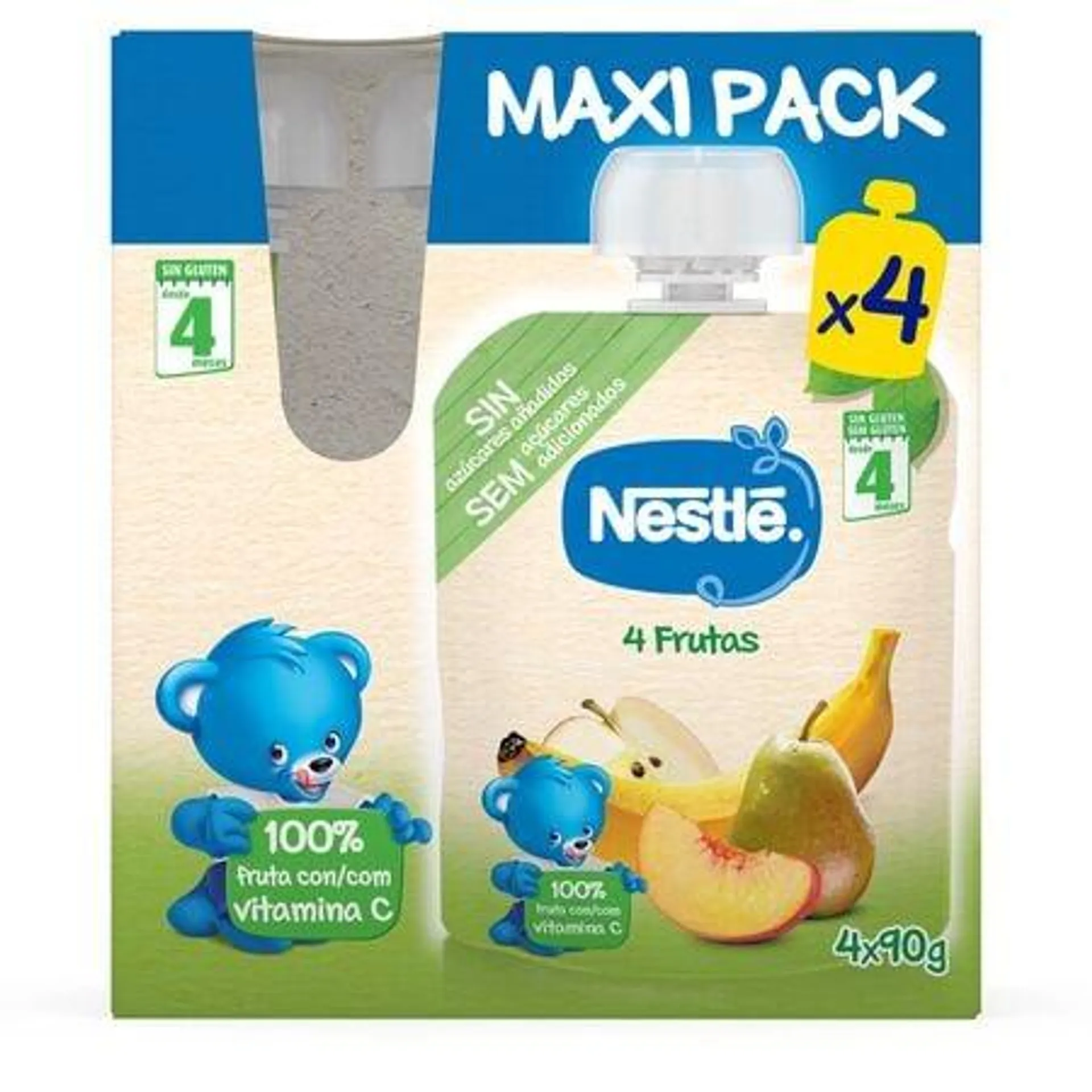 Pouch Nestlé 4 frutas desde 4meses pack 4