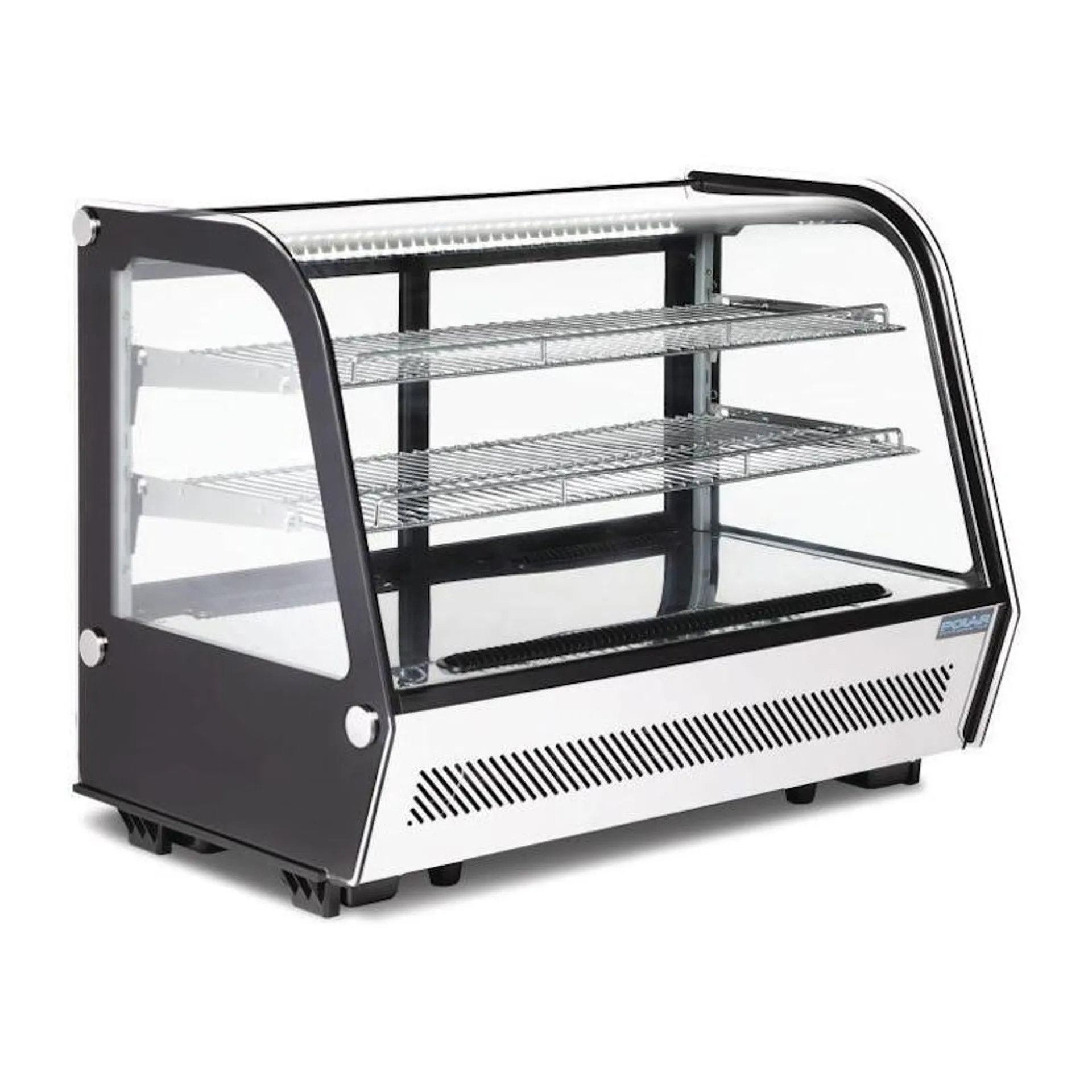 Vitrina refrigerada con 2 puertas, 2 estantes, acero inoxidable/cristal, 68.6x69.6x56.8 cm, refrigeración por aire, 160L, negra/plateada, Polar CD230