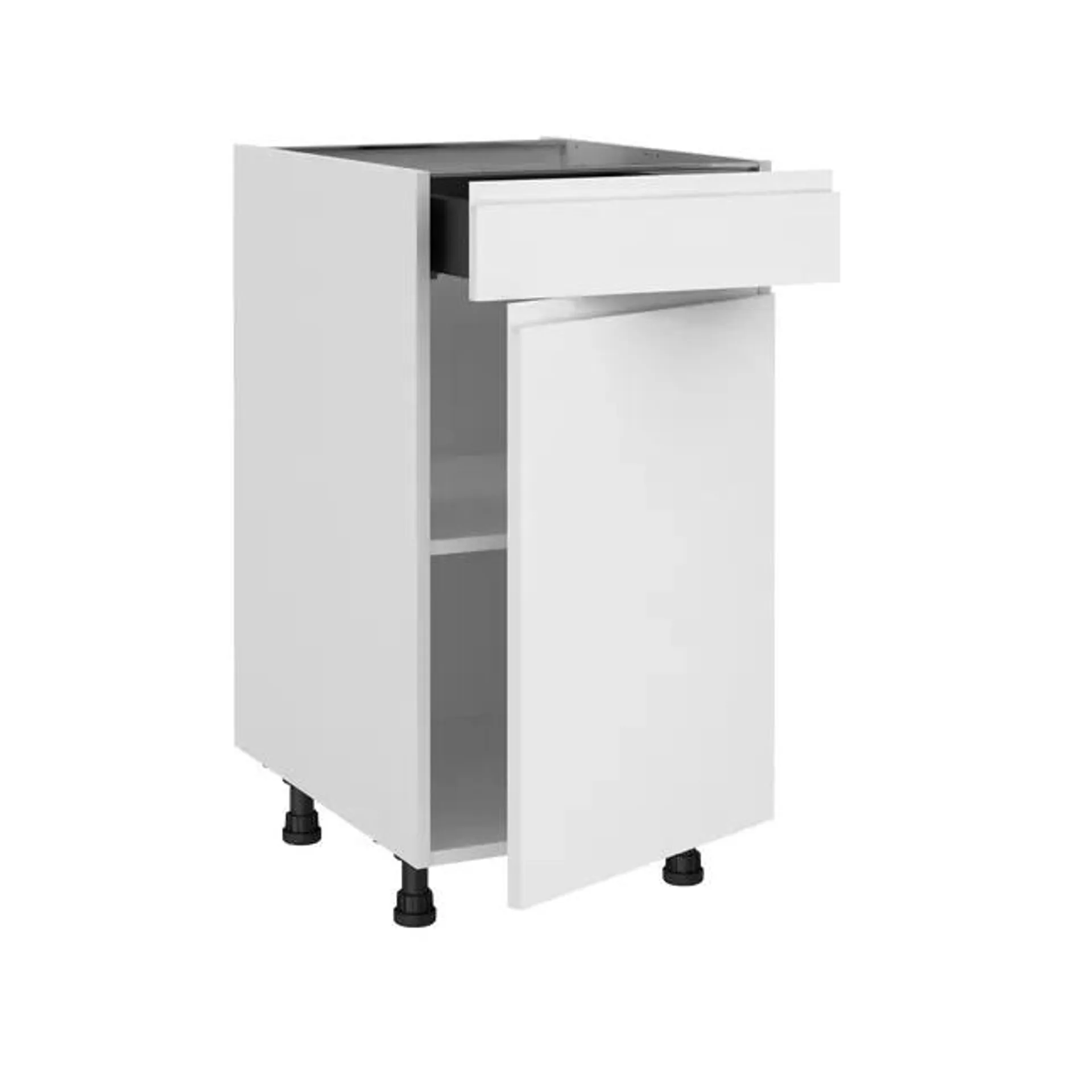 Mueble bajo de cocina Delinia ID Tokyo blanco brillo 76,8X60 cm 1PTA 1 CAJ