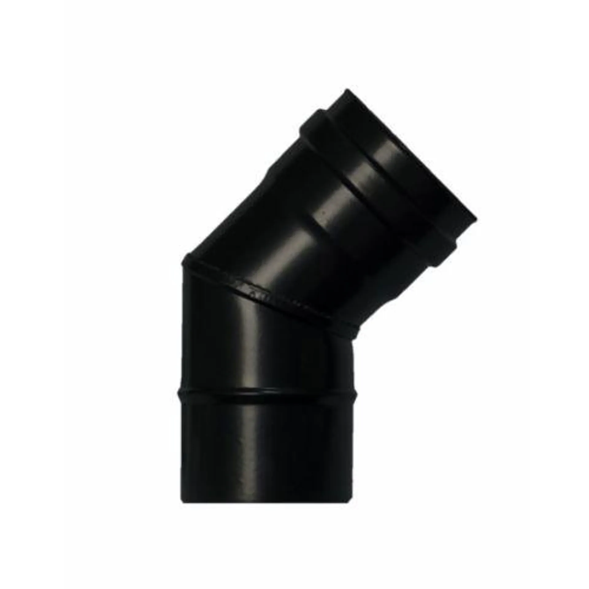 Codo estufa pellet 45º ø80mm acero esmaltado vitrificado negro exojo pvc08045