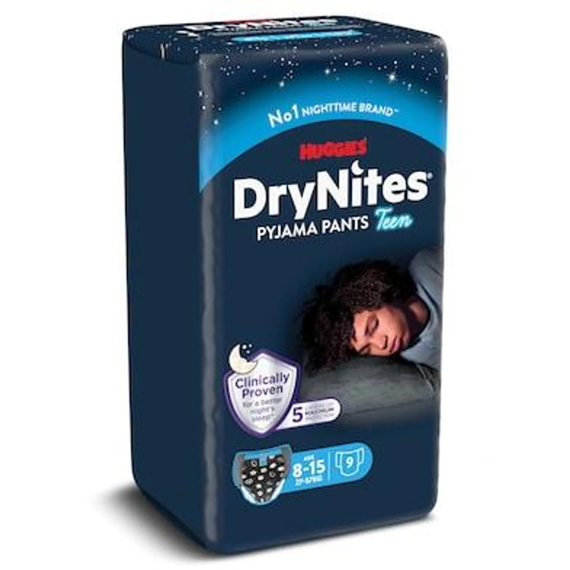 Calzoncillos absorbentes de noche para niños de 8 a 13 años Huggies DryNites bolsa 9 unidades