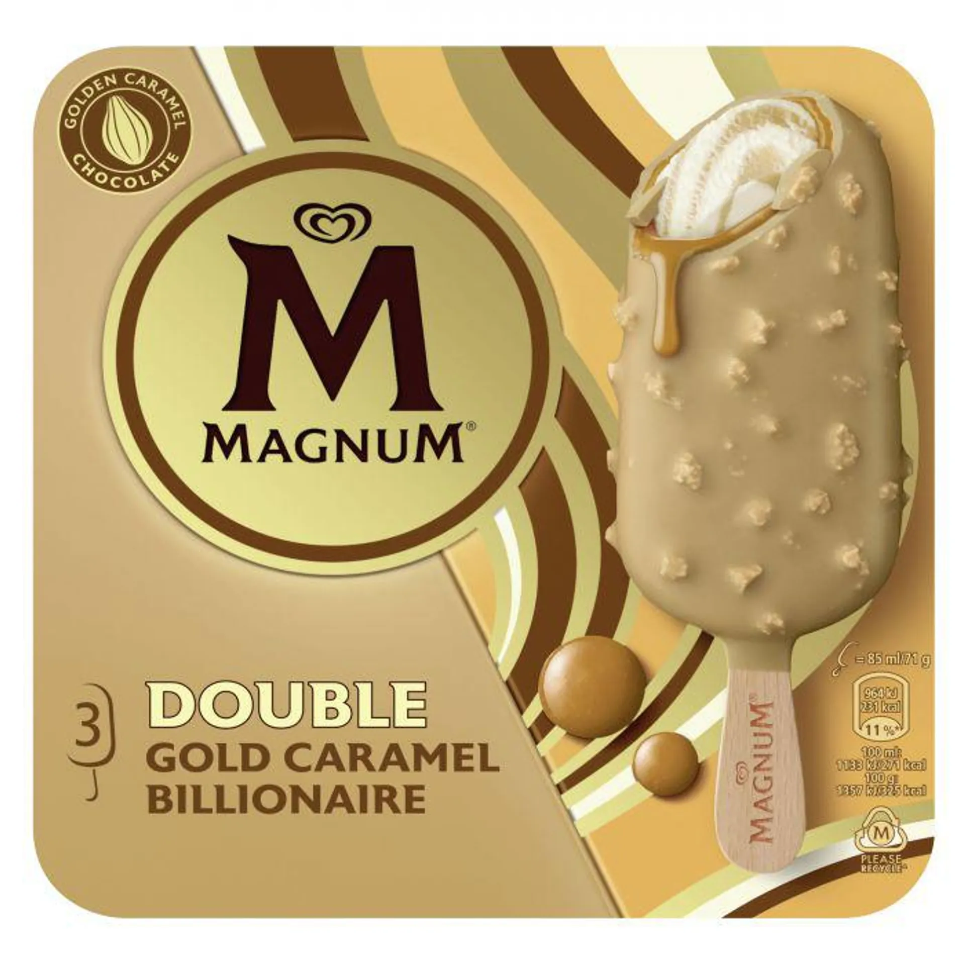 Helado double gold caramel magnum p3x110ml