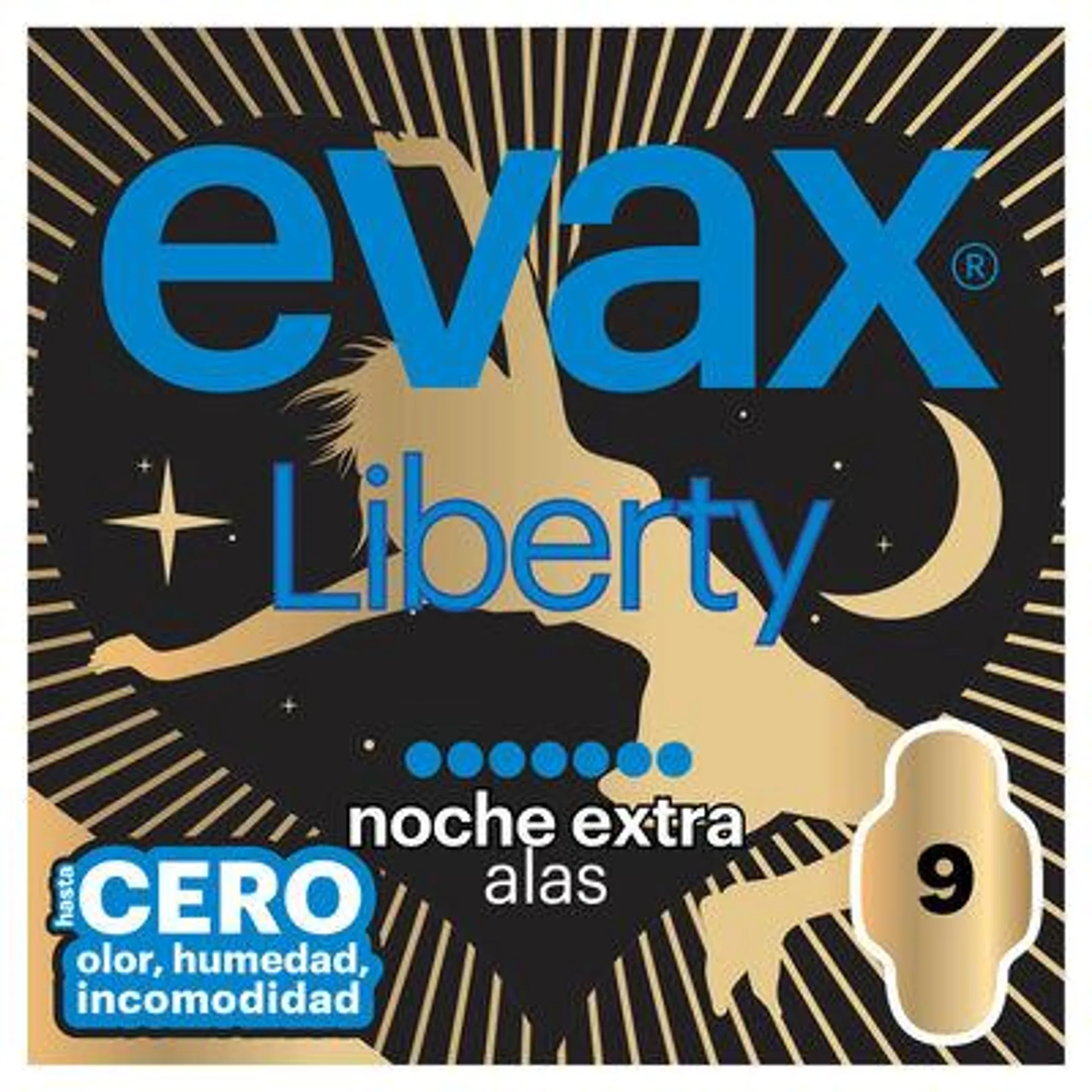 Compresas Evax Liberty 9 unidades alas noche extra