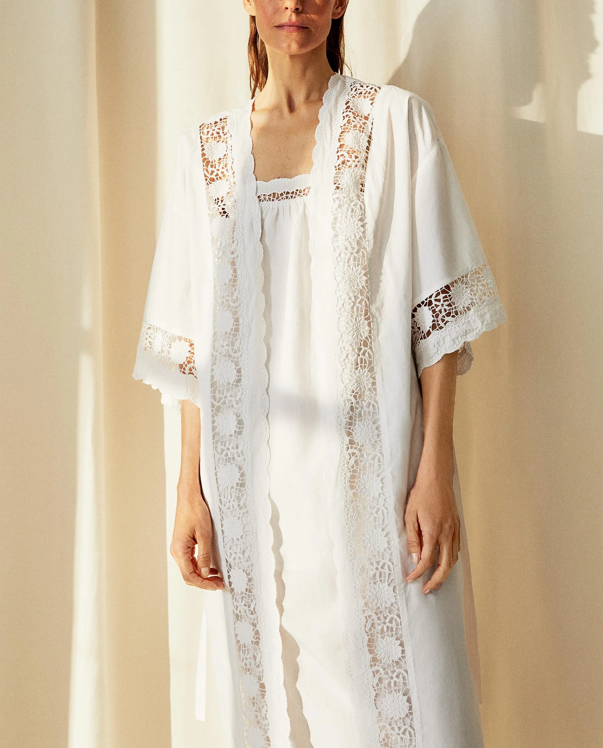 OPENWORK COTTON DRESSING GOWN