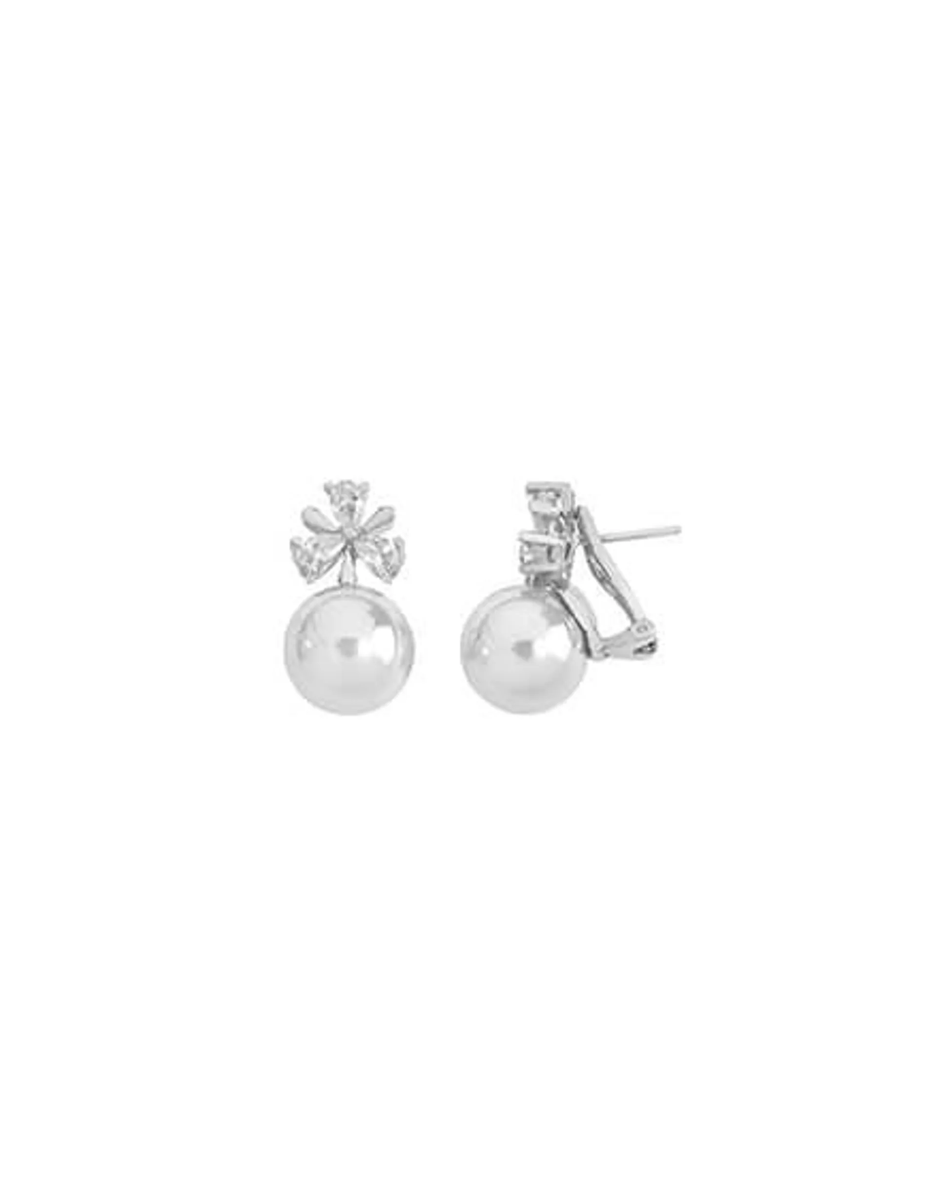 Pendientes Venus plata con perla blanca 12mm y circonitas