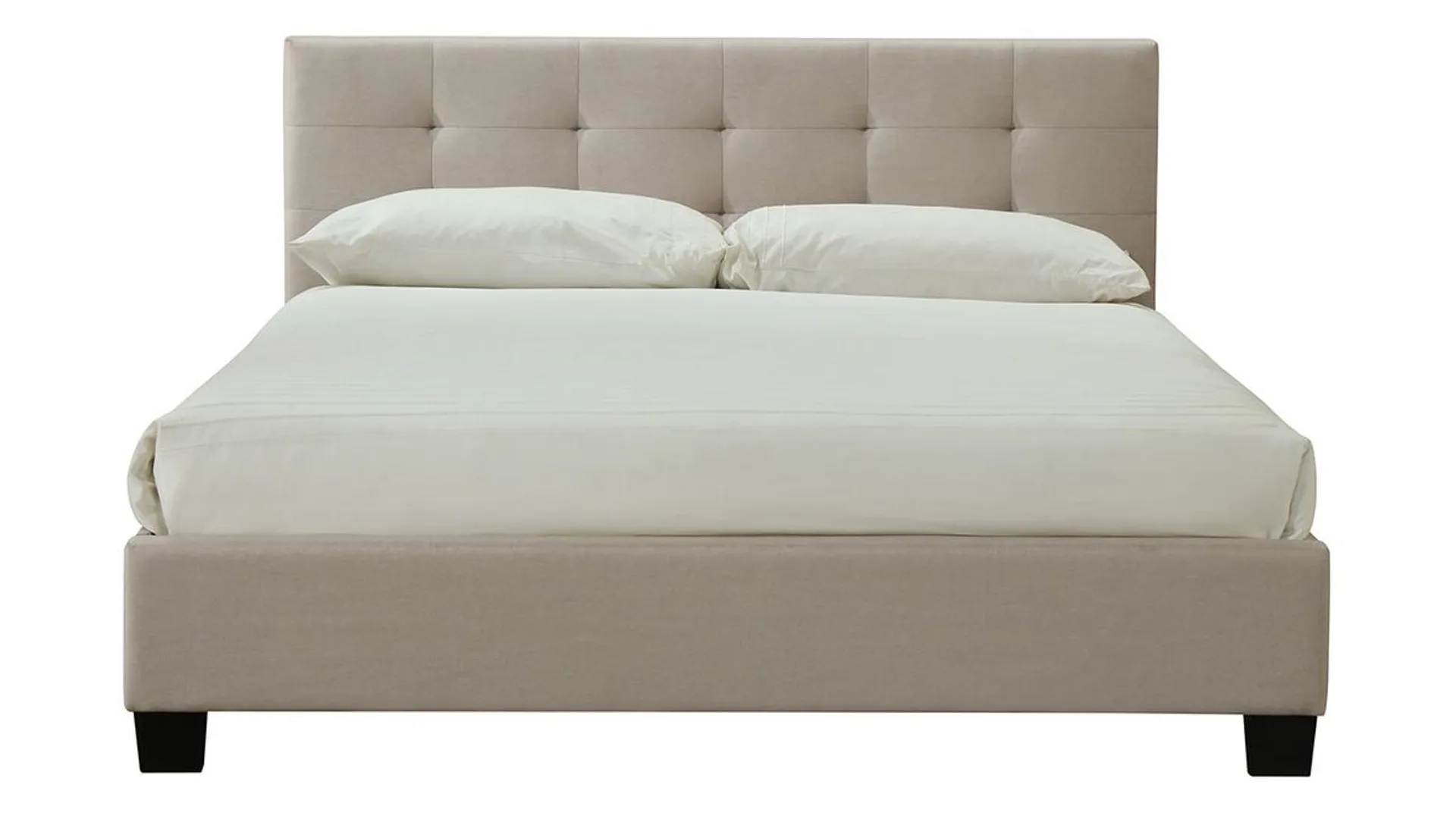 Cama 160 x 200 tela beige acolchada MARQUISE