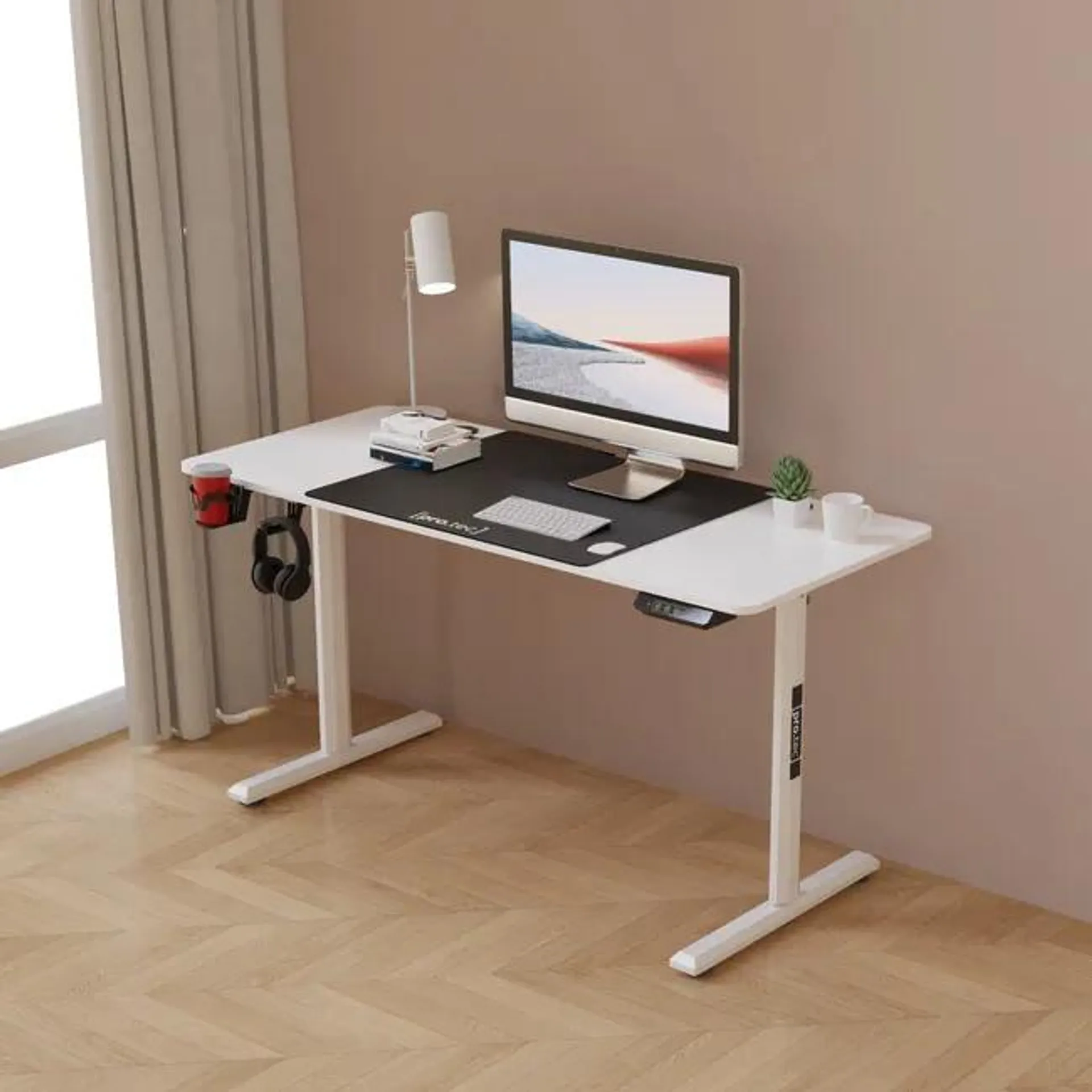 Escritorio ajustable en altura Hayward 72 - 117 x 140 x 60 cm aglomerado/metal blanco [pro.tec]