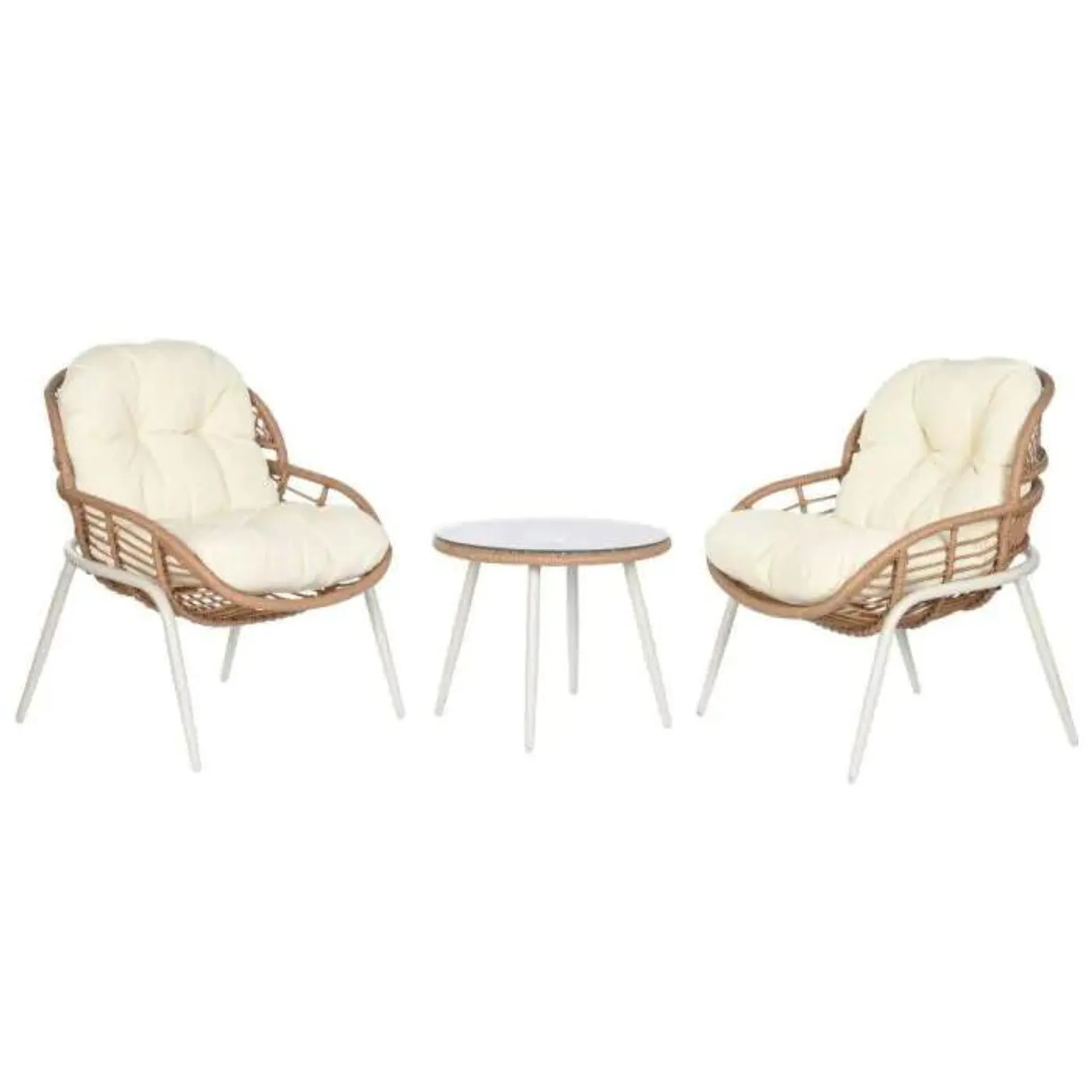 Conjunto de Jardín con Dos Sillones con Cojín en Beige MB-212028