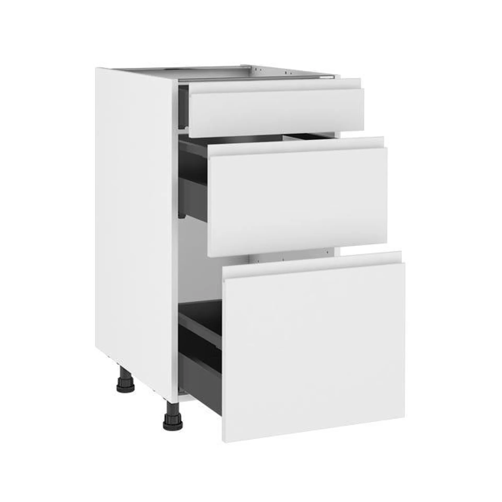 Mueble bajo de cocina Delinia ID Tokyo blanco mate 76,8X45 cm 3 CAJ