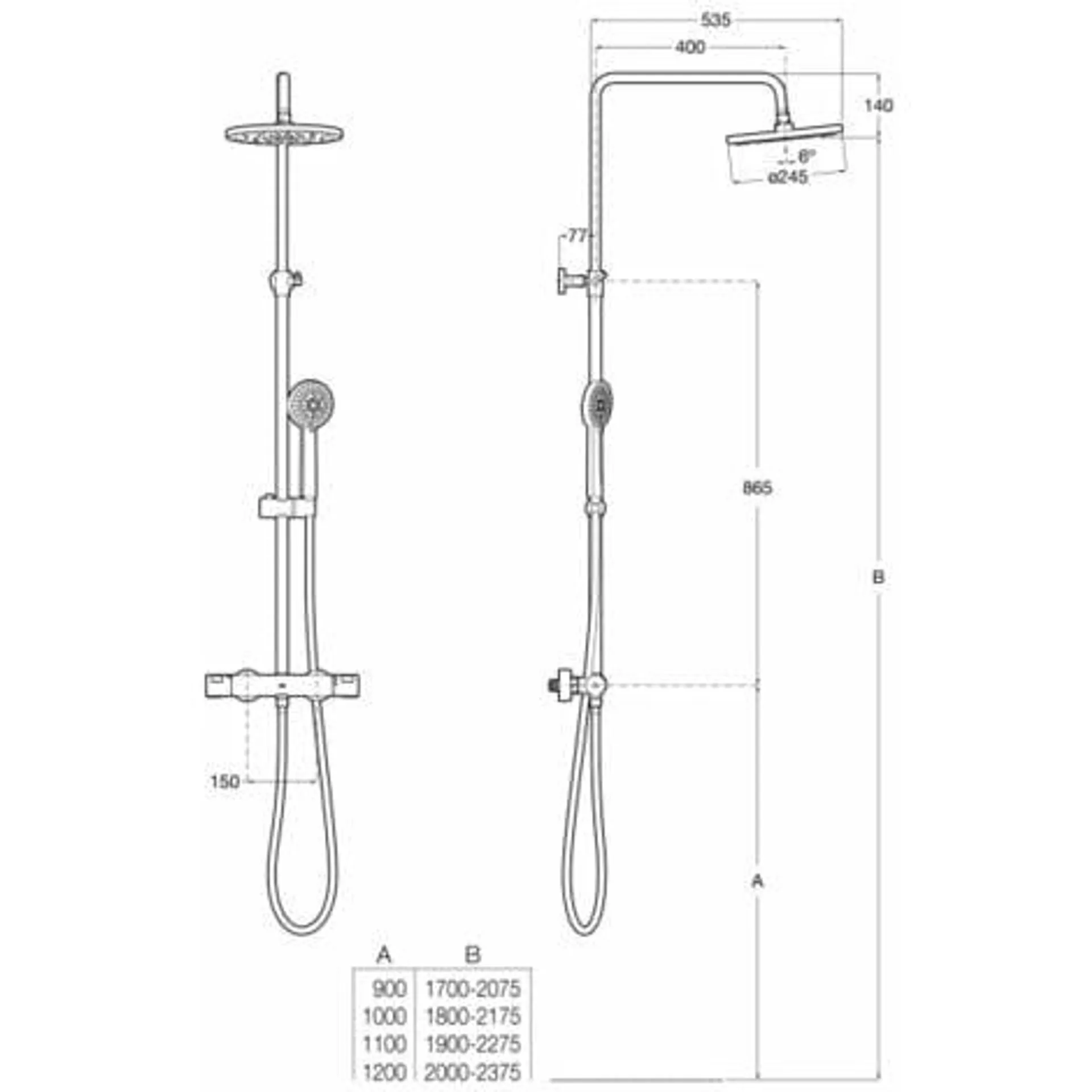 Columna de ducha termostática altura regulable T-PLUS A5A2F18C00 VICTORIA ROCA