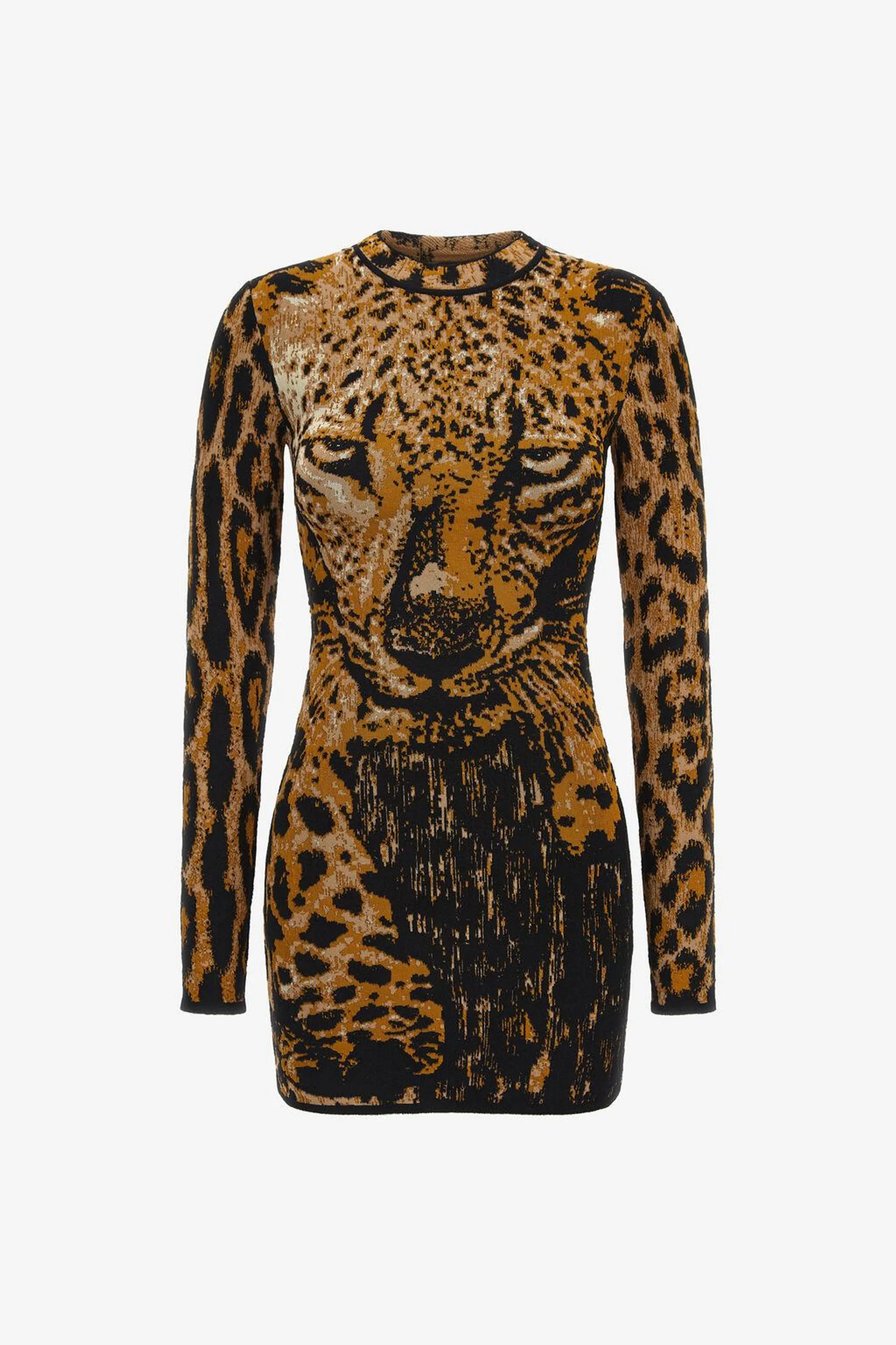 Vestido de punto estampado de jaguar