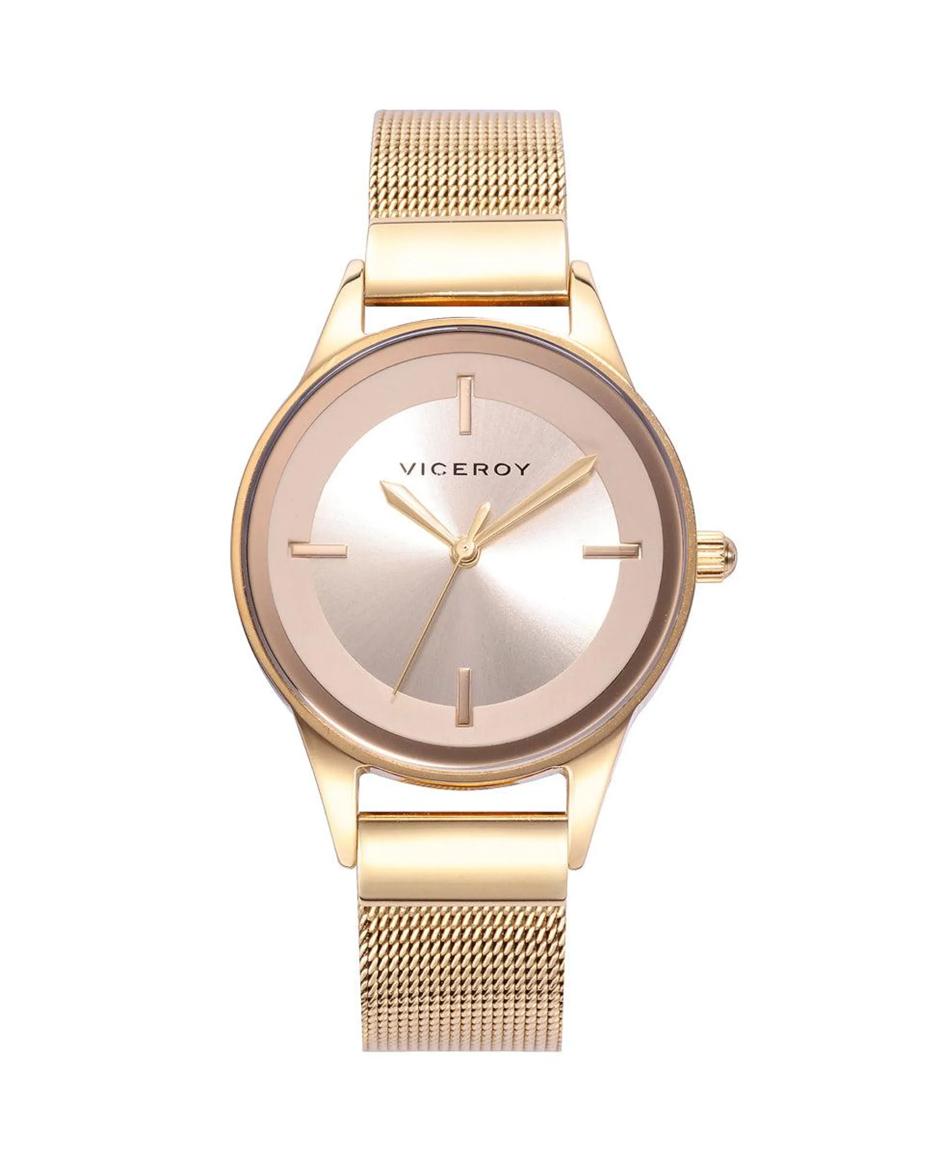 Reloj de mujer Kiss con caja y brazalete de acero en Ip dorado