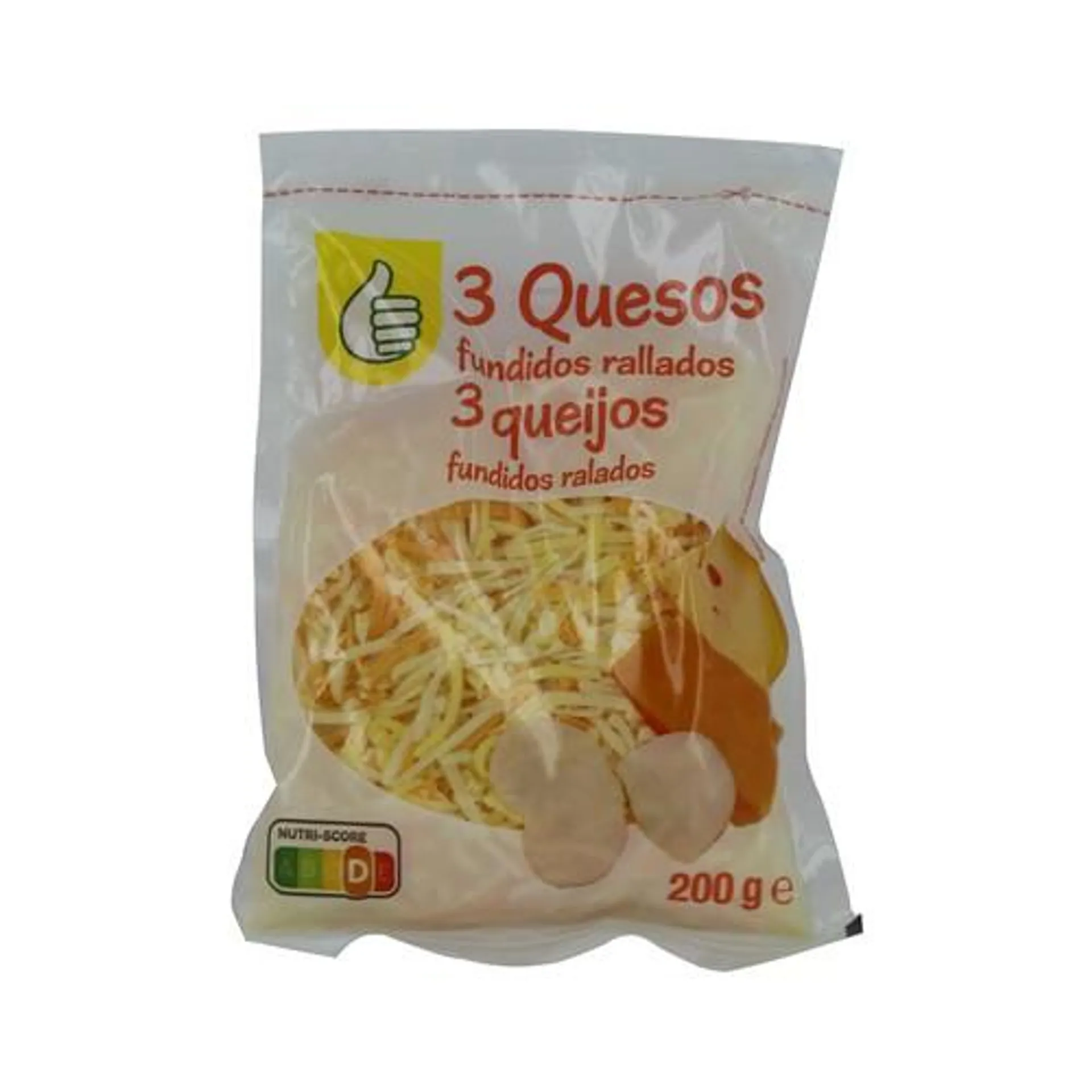 PRODUCTO ECONÓMICO ALCAMPO Queso rallado mezcla (cheddar, gouda y Emmental) PRODUCTO ECONÓMICO ALCAMPO 200 g.