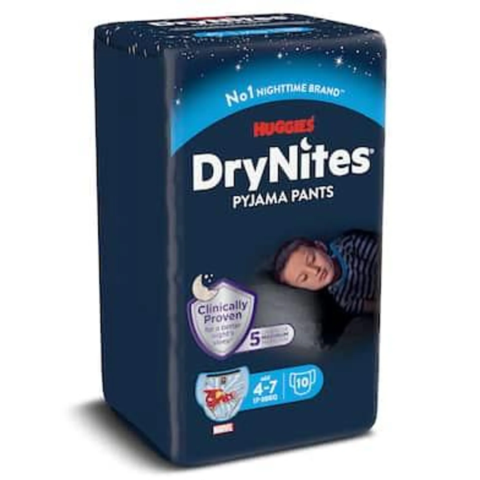 Calzoncillos absorbentes para niños de 4 a 7 años Huggies DryNites bolsa 10 unidades