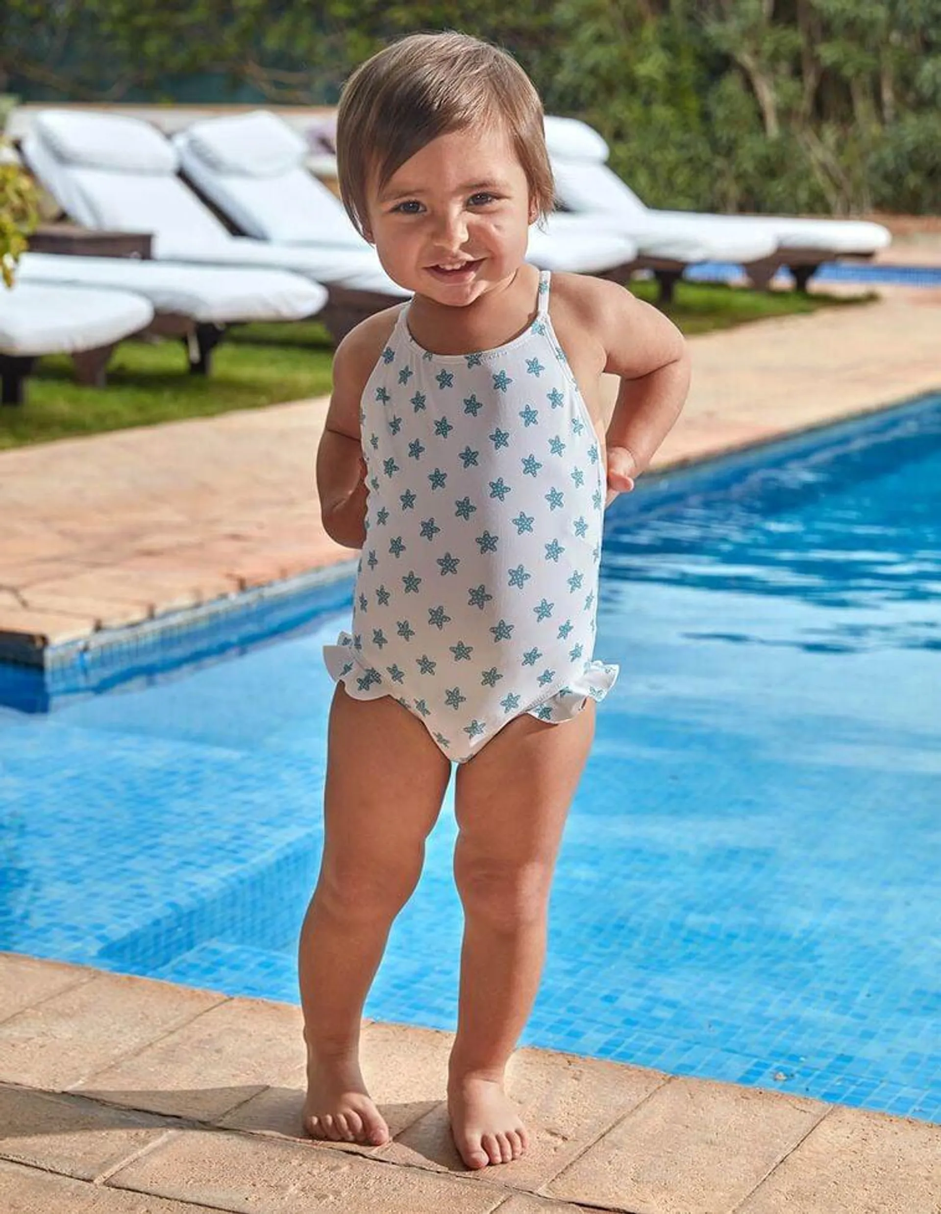 Traje de baño estampado estrellas blanco