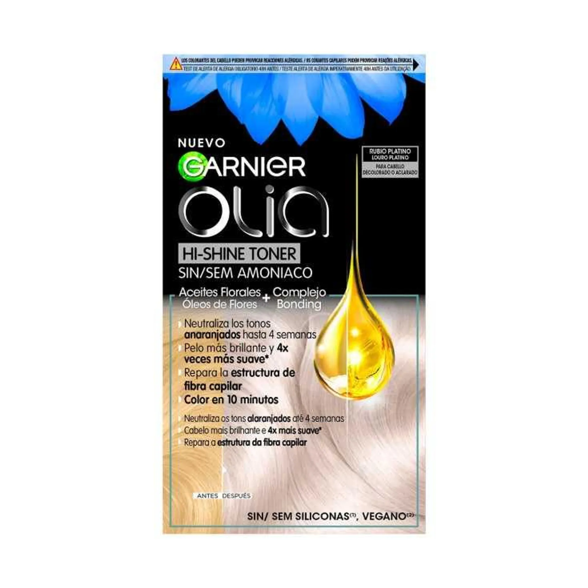 olia hi-shine toner neutralizador tonos indeseados - rubio platino n10.01