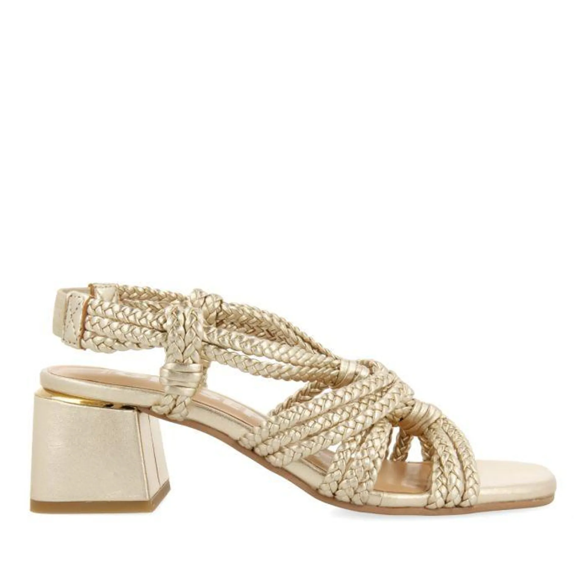 GOLDEN HEEL SANDALS WITH BRAIDED LEATHER FOR WOMEN MALIQ