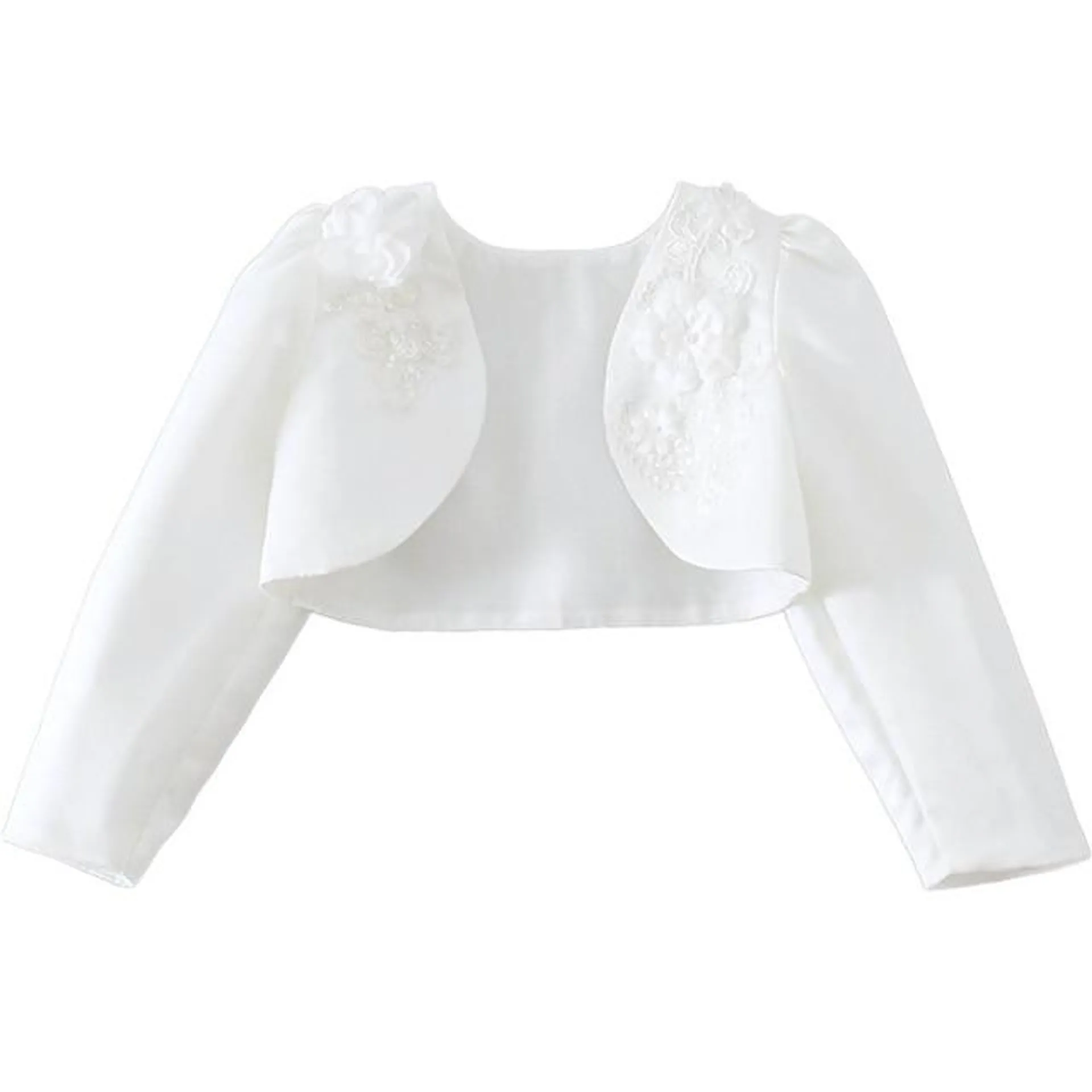 Niños Chica Blusa Color sólido Boda Manga Larga Moda Algodón 3-7 años Verano Blanco