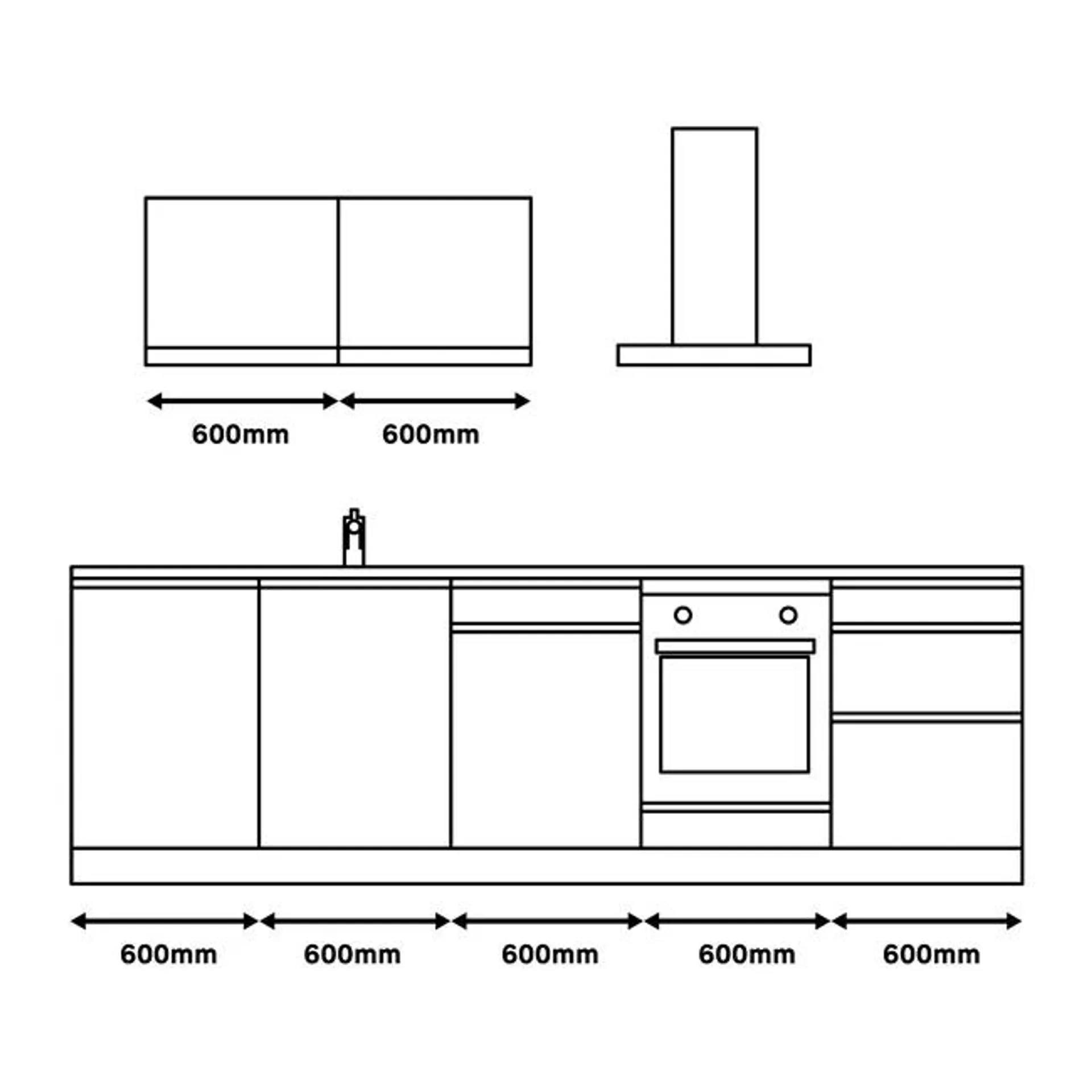 Cocina en kit DELINIA ID con altos ATENAS blanco brillo 3.00 m