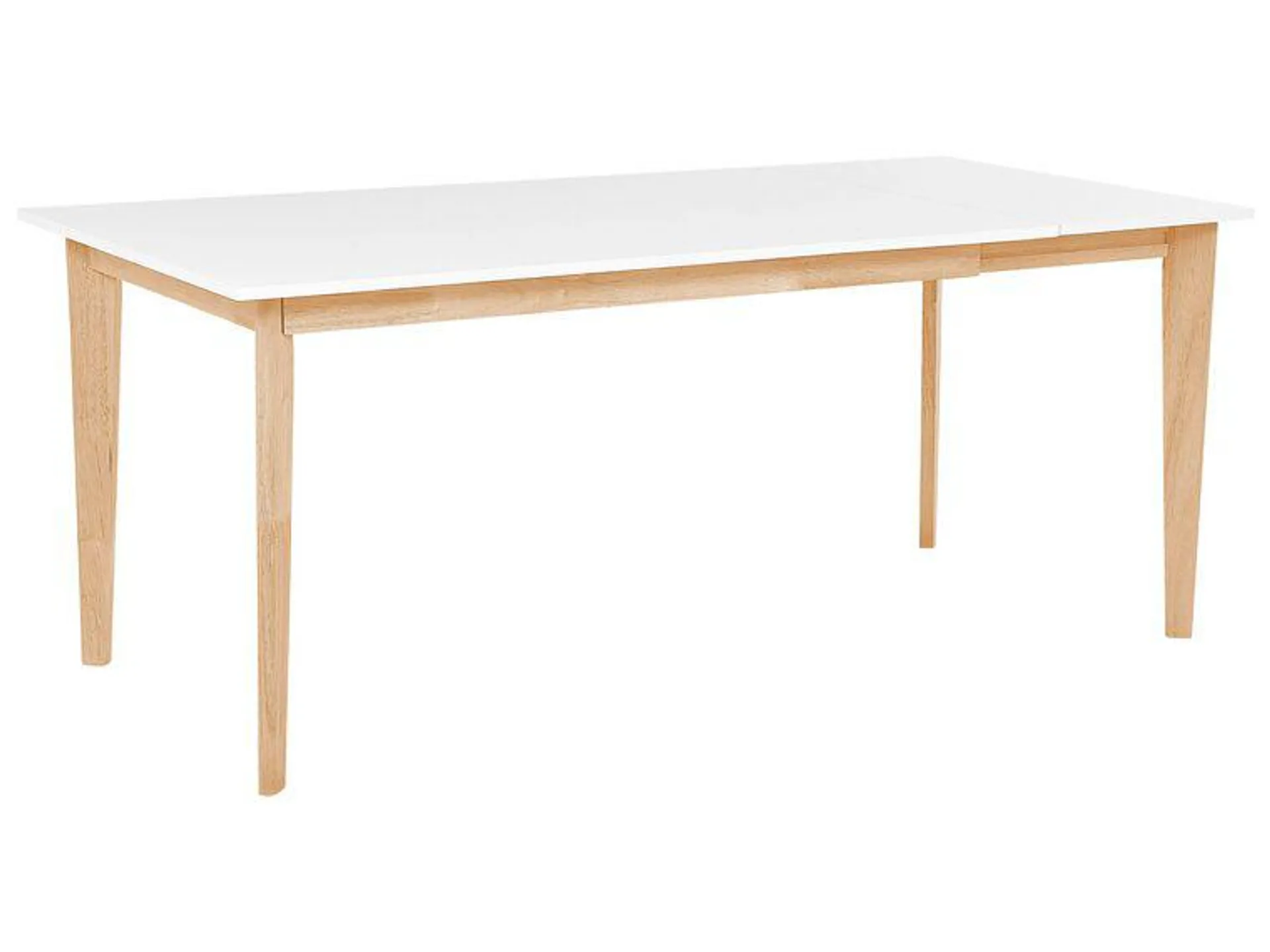 Mesa de comedor extensible blanco/madera clara 140/180 x 90 cm SOLA