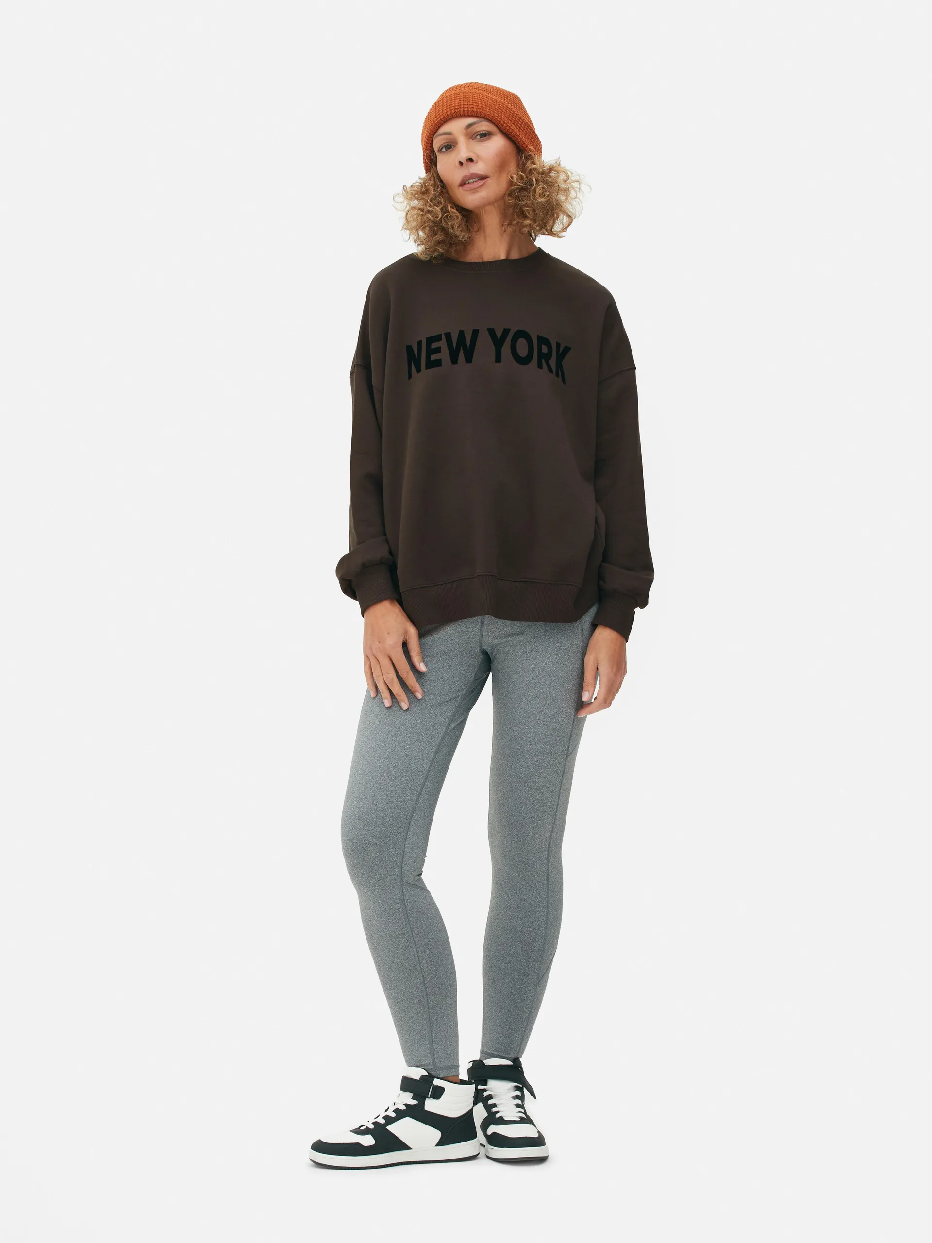 „New York“ Sweatshirt mit Samt-Print
