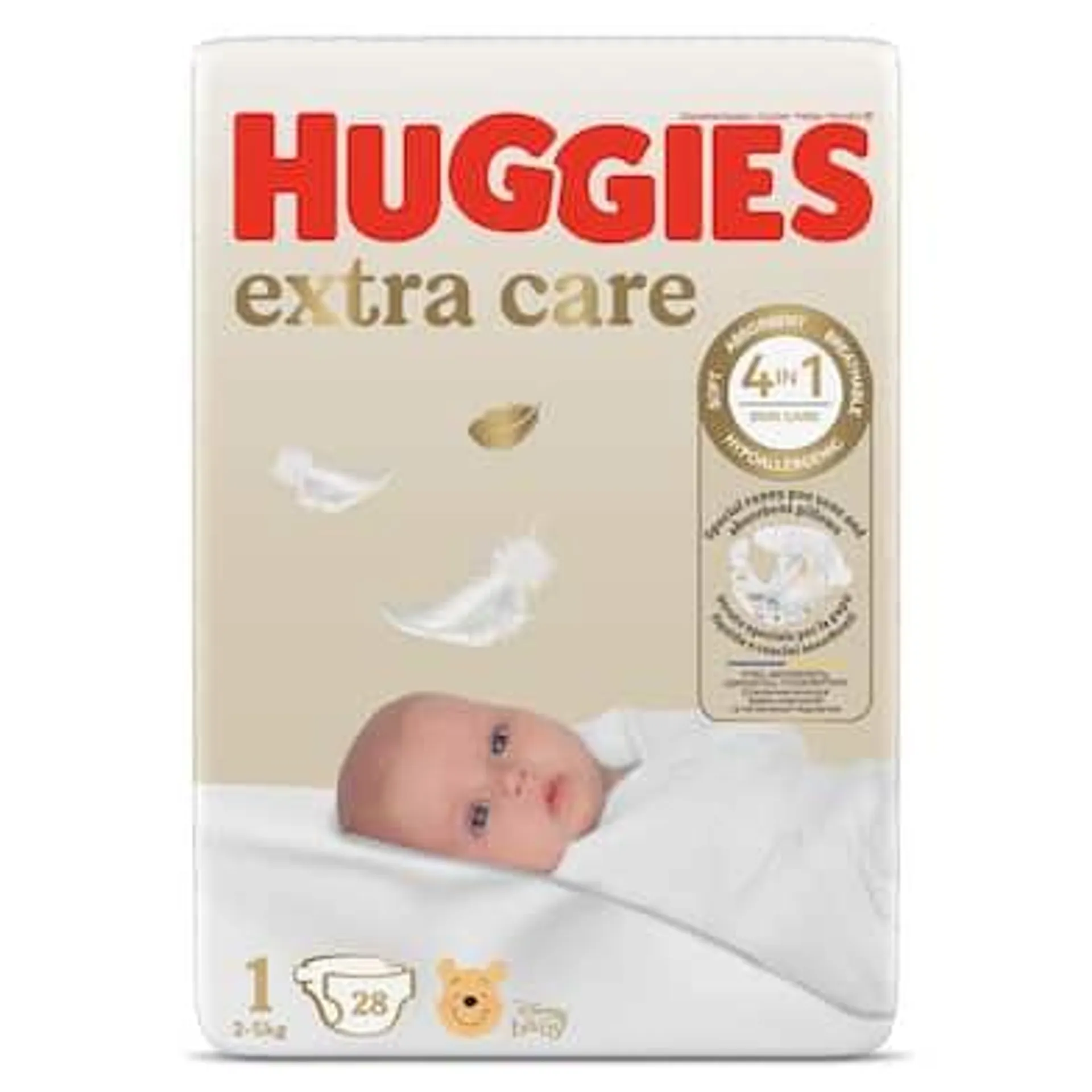 Pañales extra care 2-5 kgs talla 1 Huggies bolsa 28 unidades