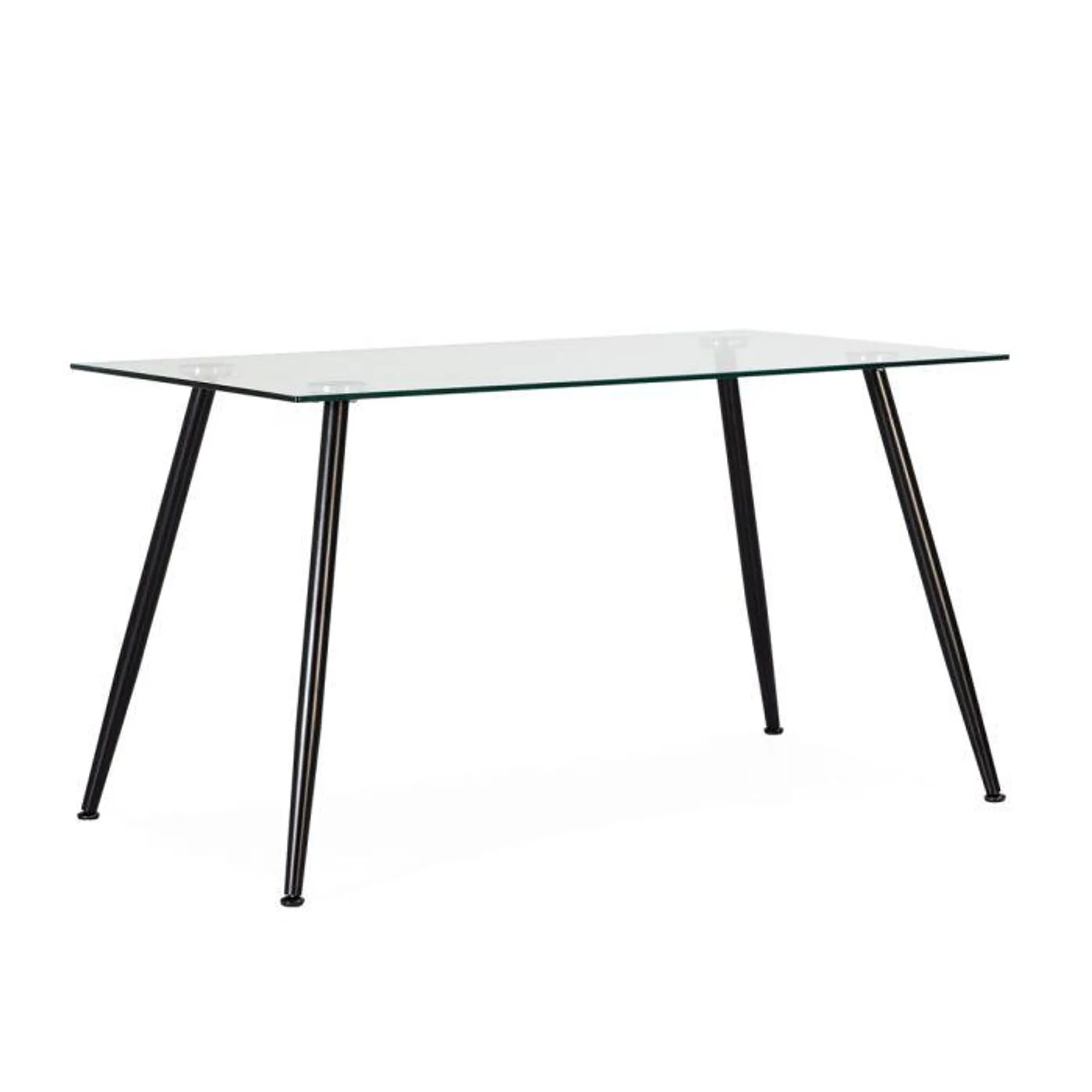 Mesa de Comedor de Cristal con Patas Negras DT-189