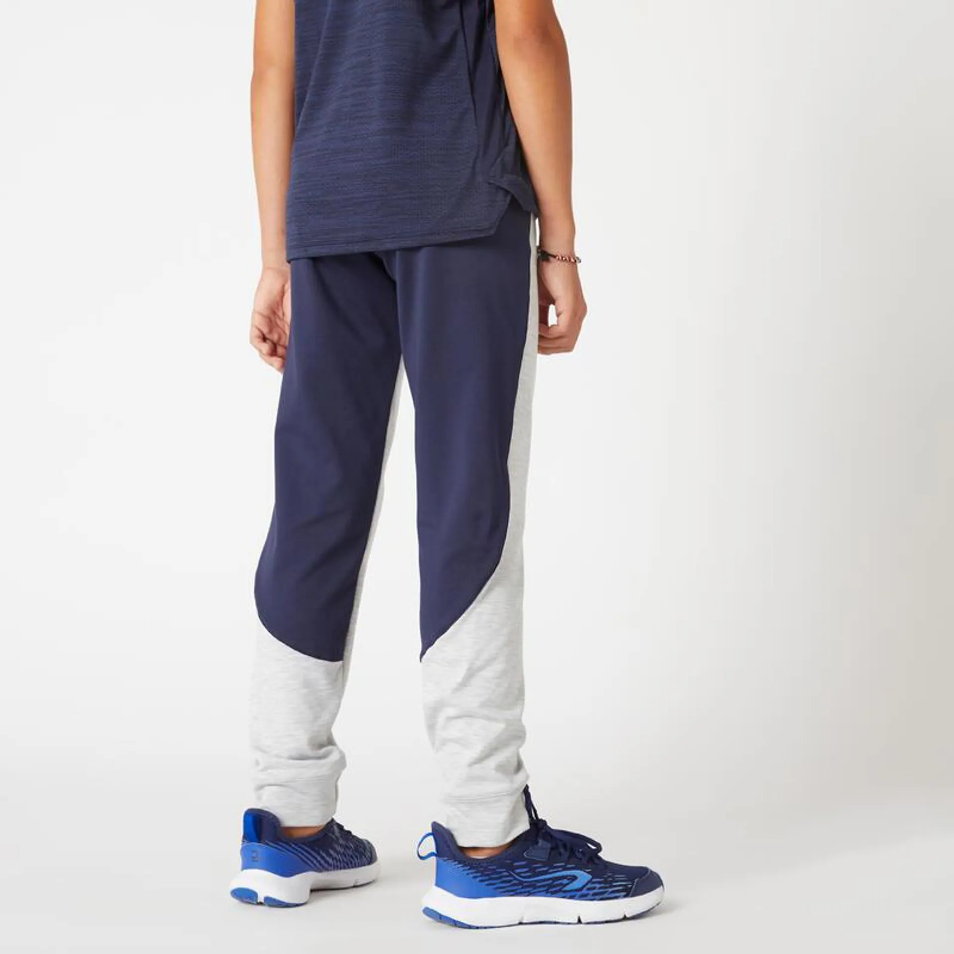 Pantalón Jogger S500 Niños Gris Claro/Azul Marino Cálido Sintético Transpirable