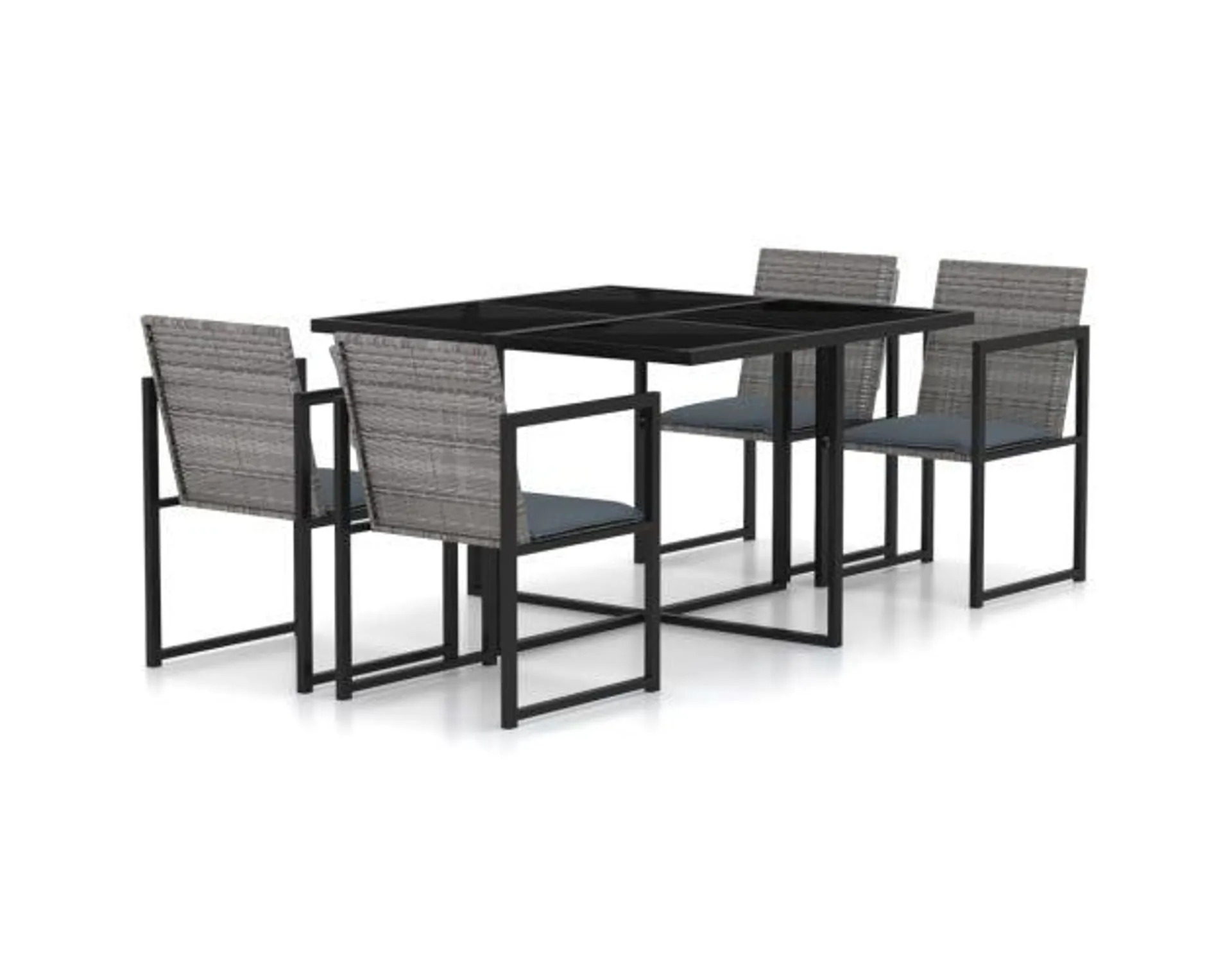 vidaXL set de comedor de jardín 5 pzas y cojines ratán sintético gris