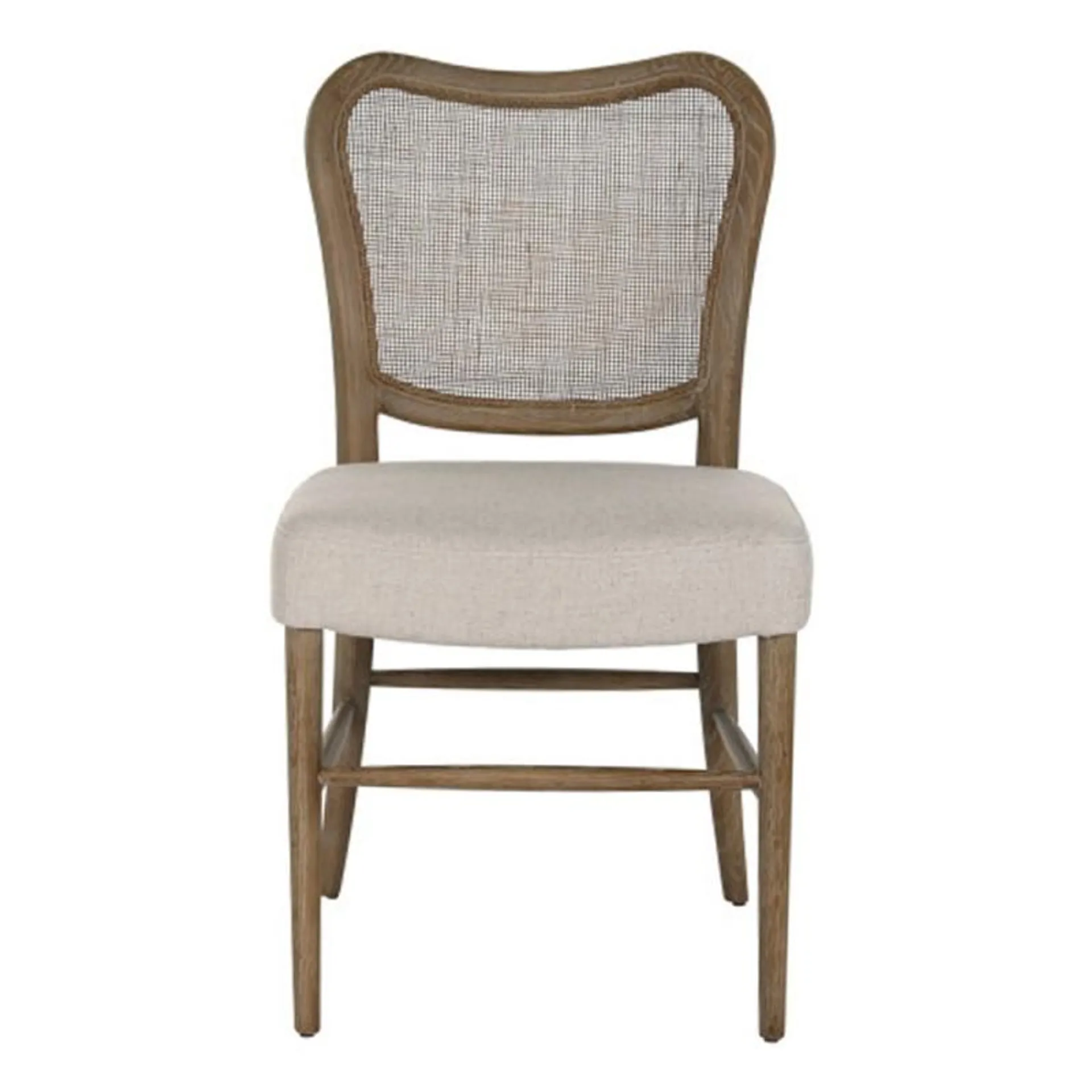 Dining chair upholstered seat and rattan backrest