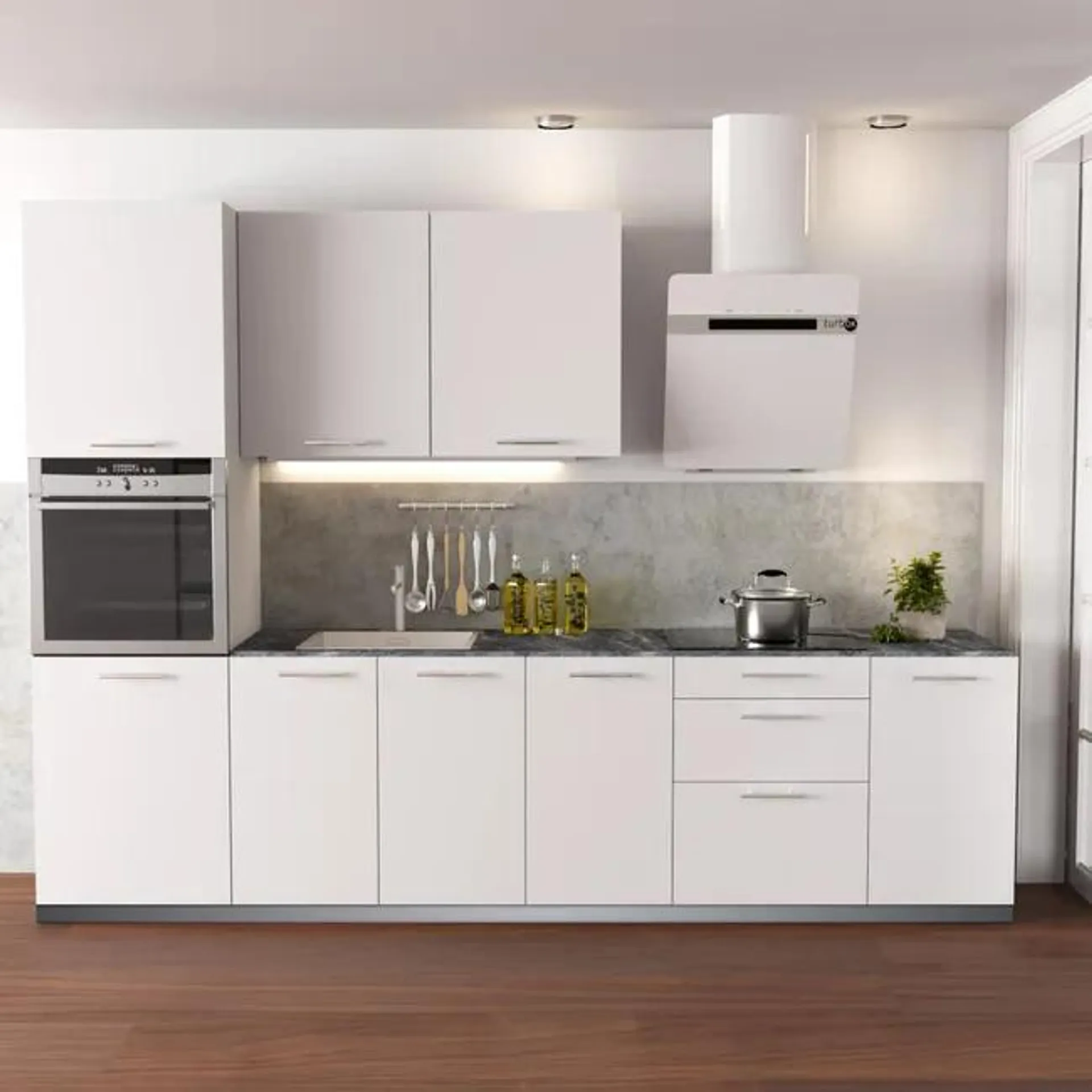 Cocina en kit DELINIA ID con altos SOFIA blanco 3.00 m