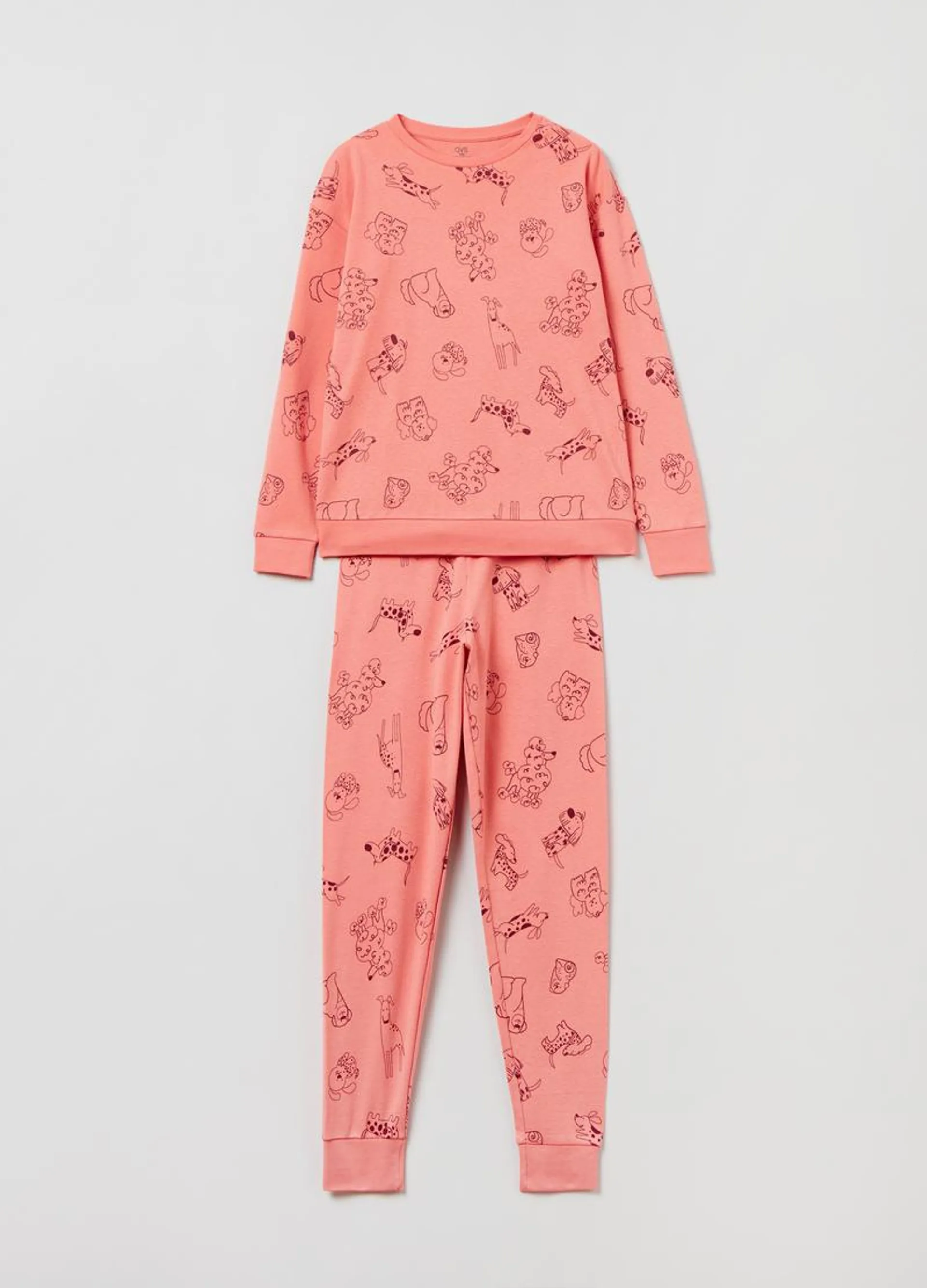 Pijama largo con estampado perritos