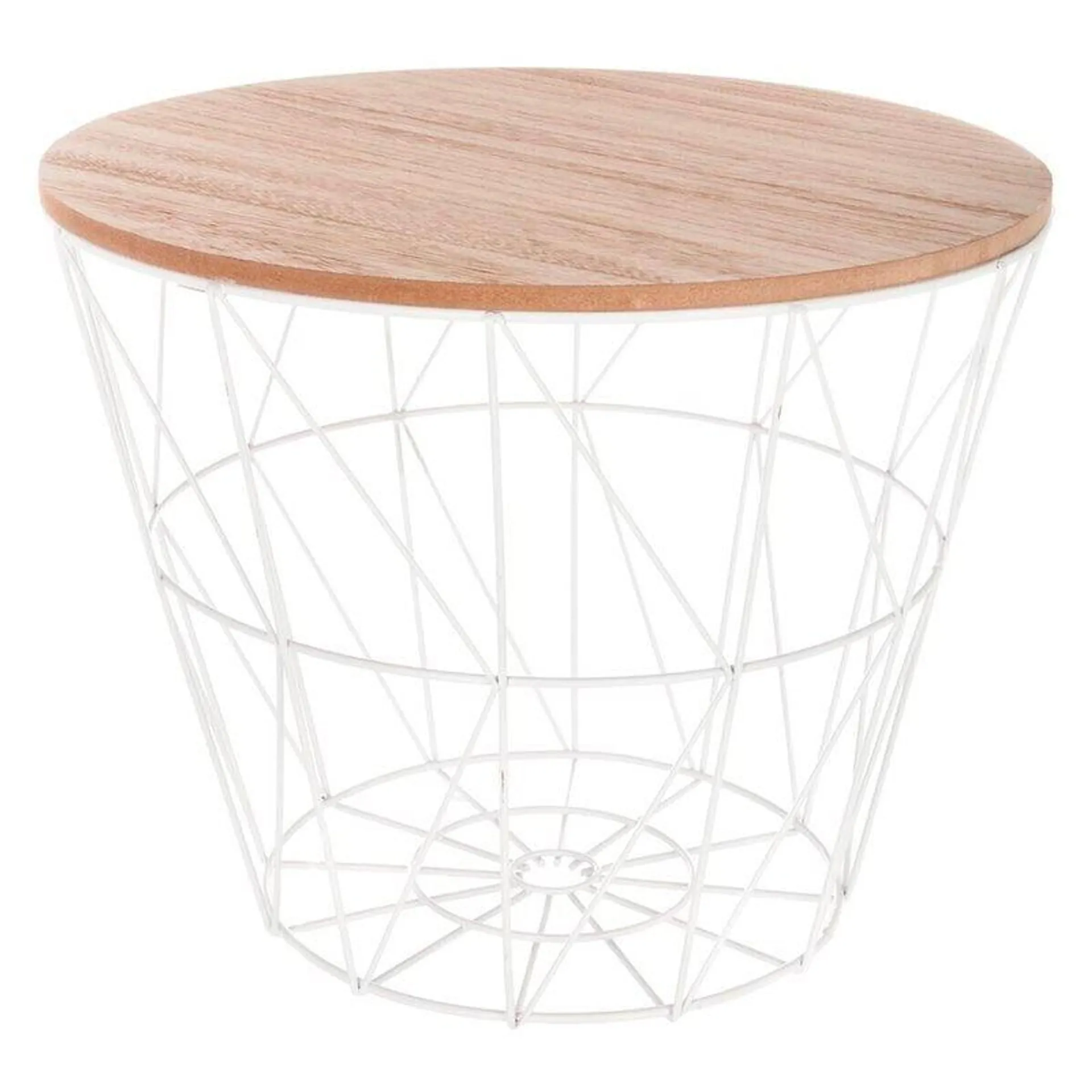 Mesa de centro Kumi Atmosphera blanco/madera 30,5x38x38 cm