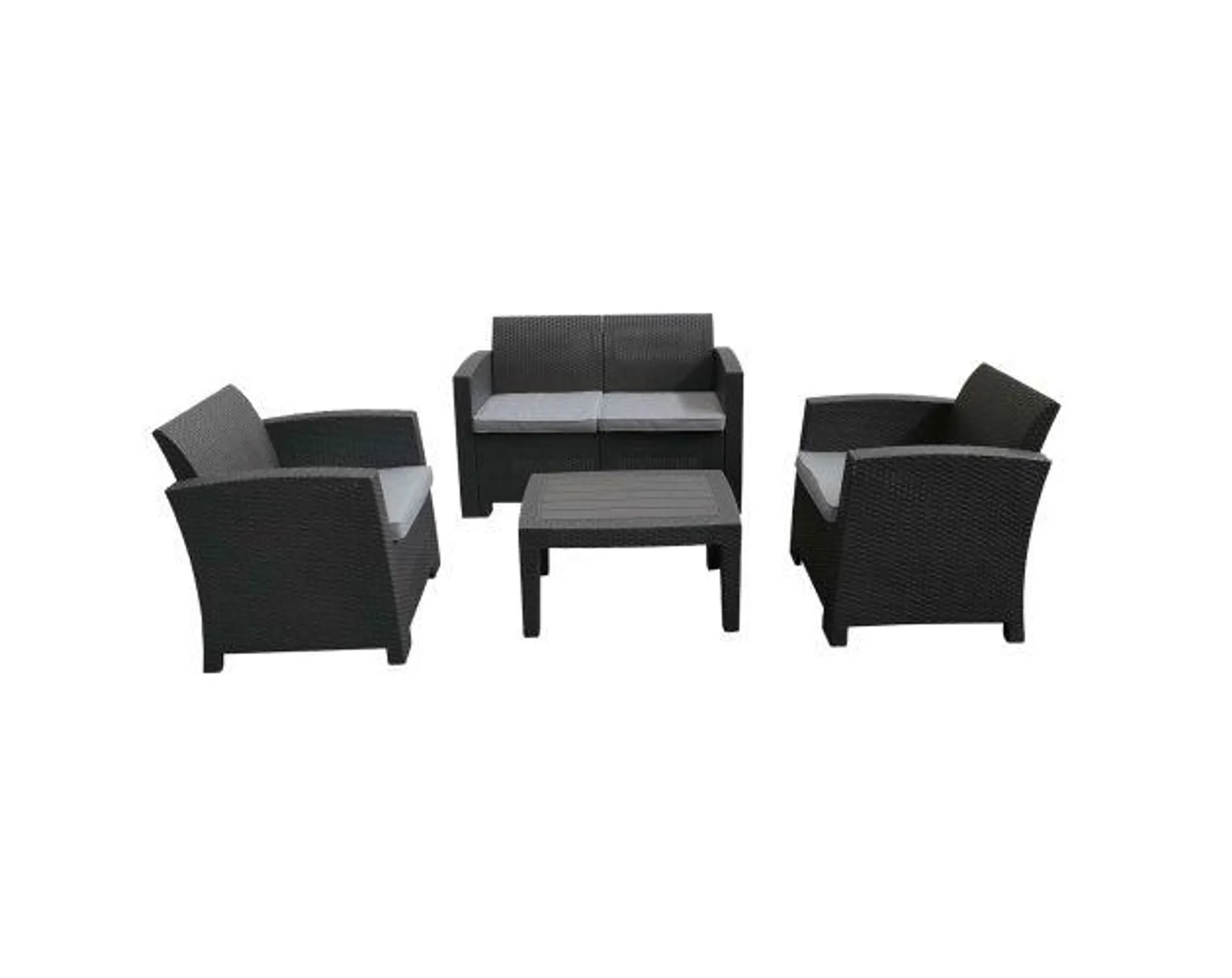 Conjunto de jardín chillvert siena resina 1 sofá 2 sillones y 1 mesa gris a