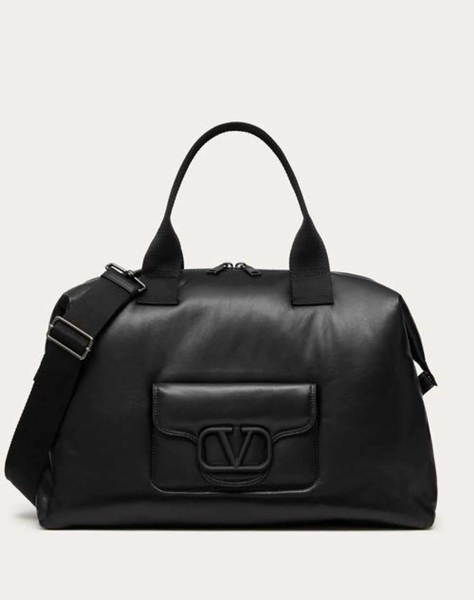 BOLSO DE VIAJE VALENTINO GARAVANI NOIR DE CUERO NAPA