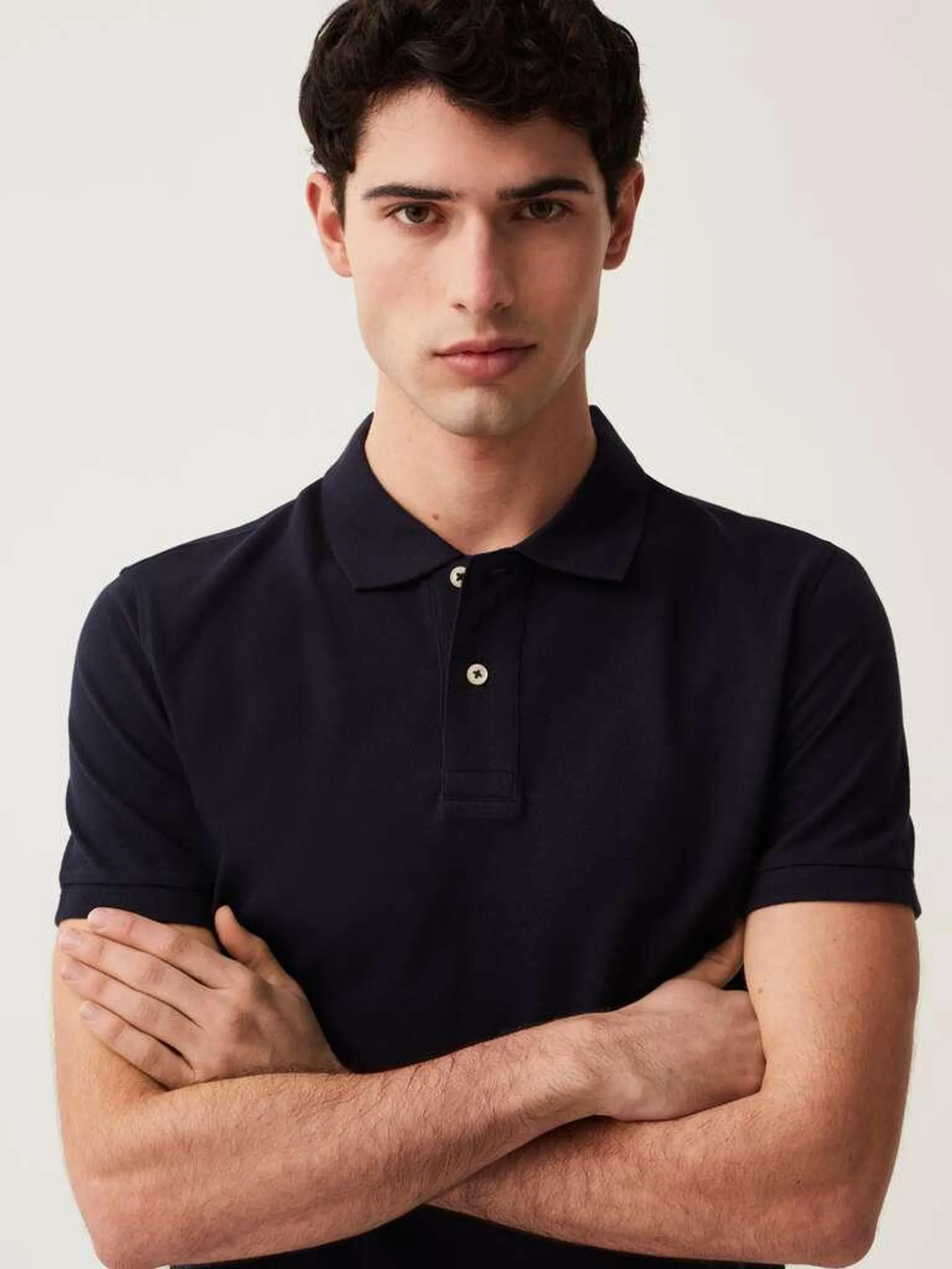 Polo in piquet di cotone Bleu marine