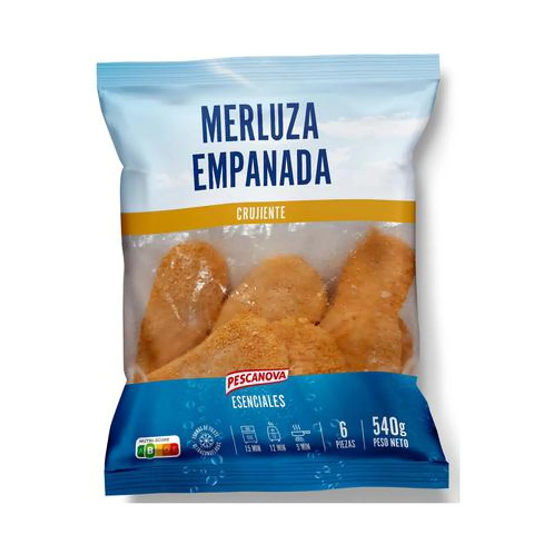 PESCANOVA Filetes de merluza con crujiente empandado PESCANOVA Esenciales 540 g.