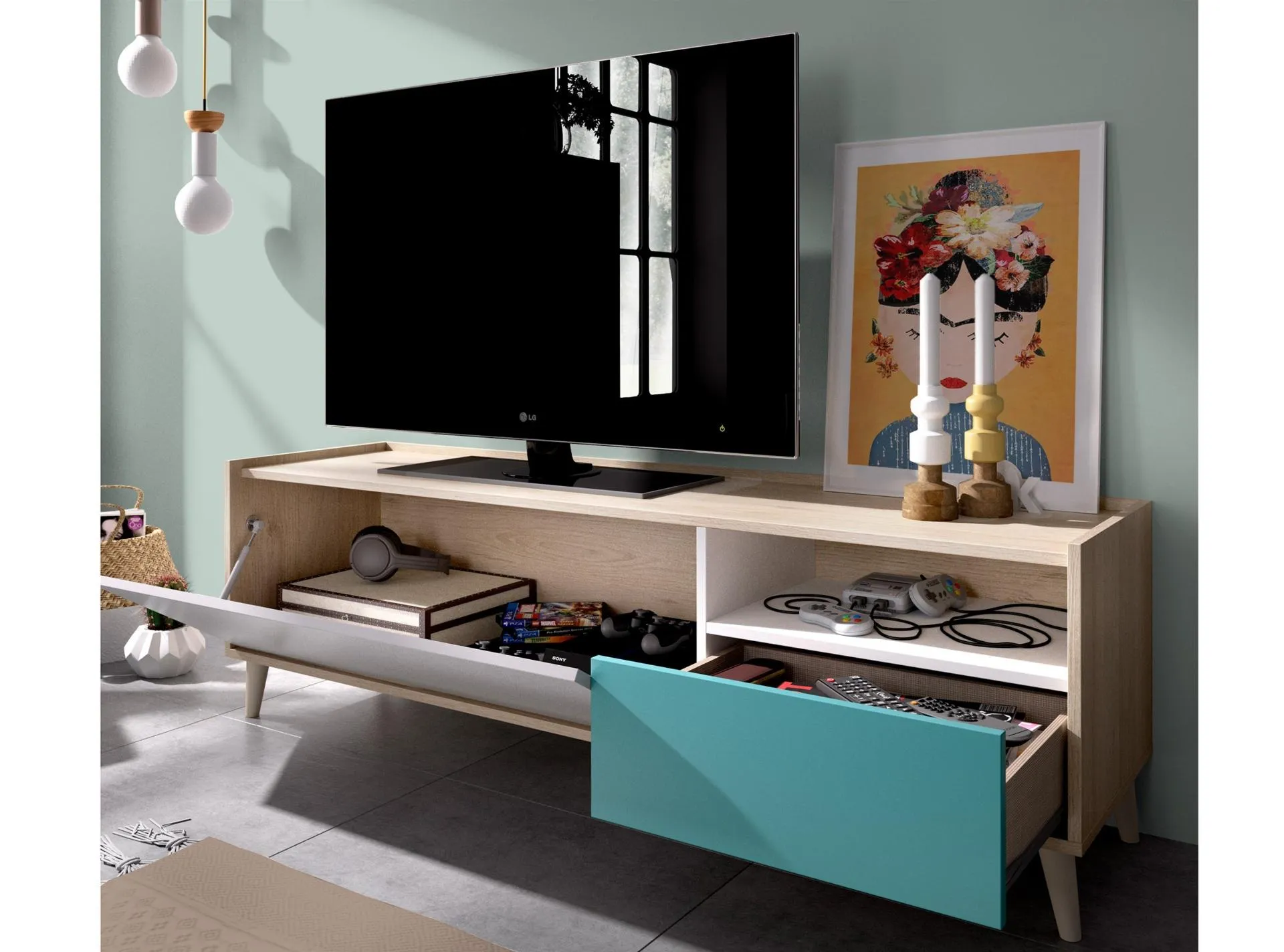 Mueble de TV de 155 cm de ancho