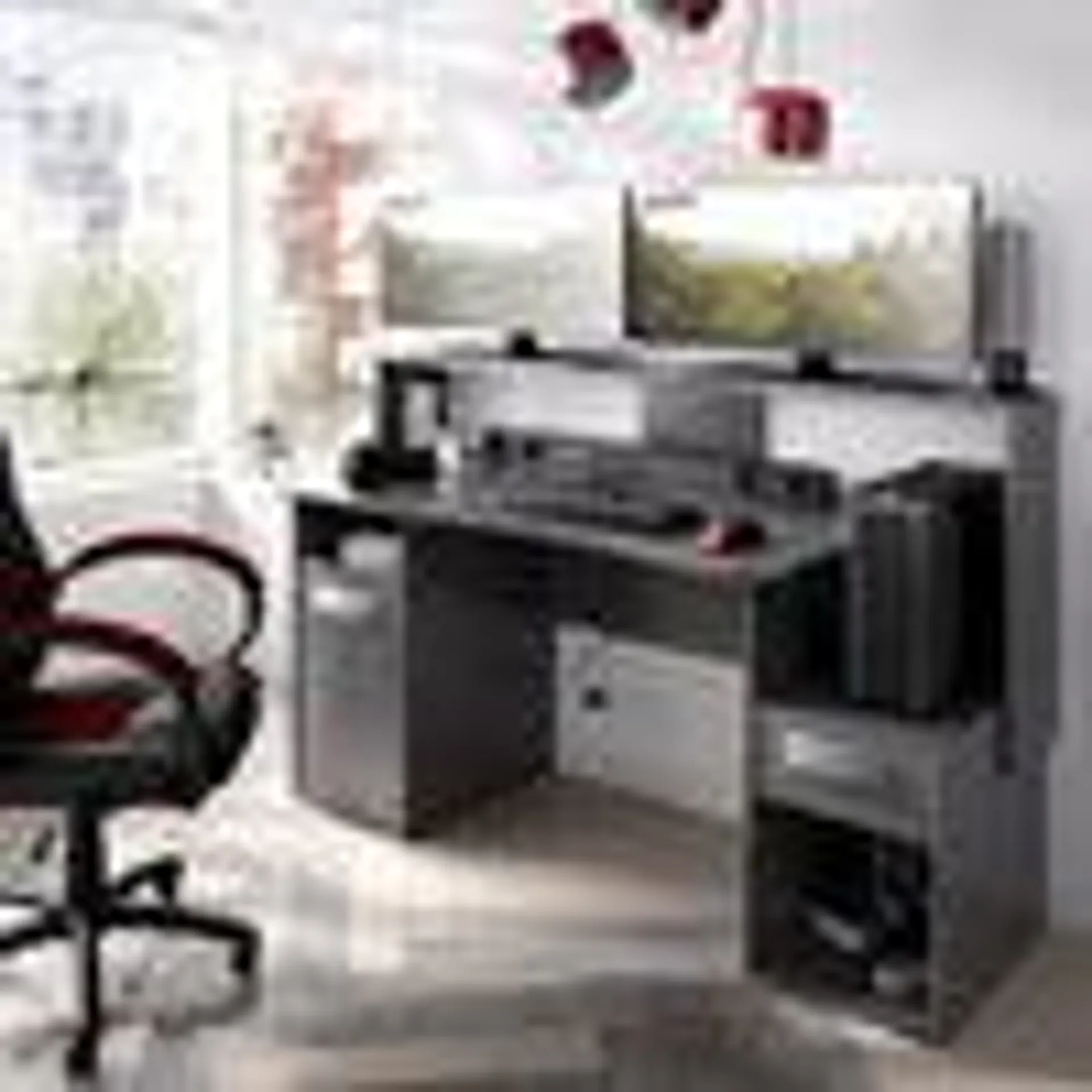 Mesa escritorio gaming Skat gris 153,5x62-68,5x84-97 cm