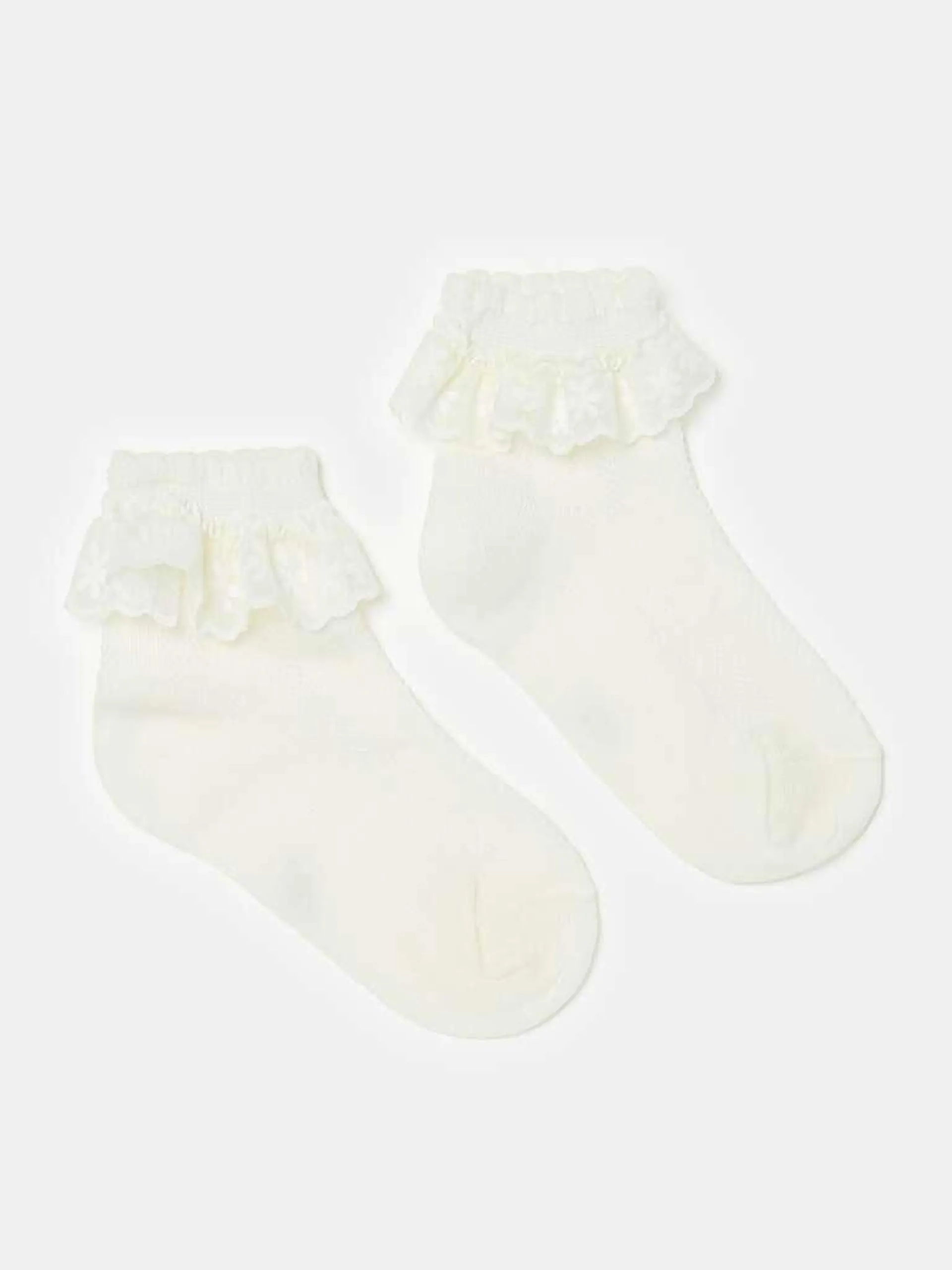 Calcetines cortos de algodón orgánico con encaje Blanco