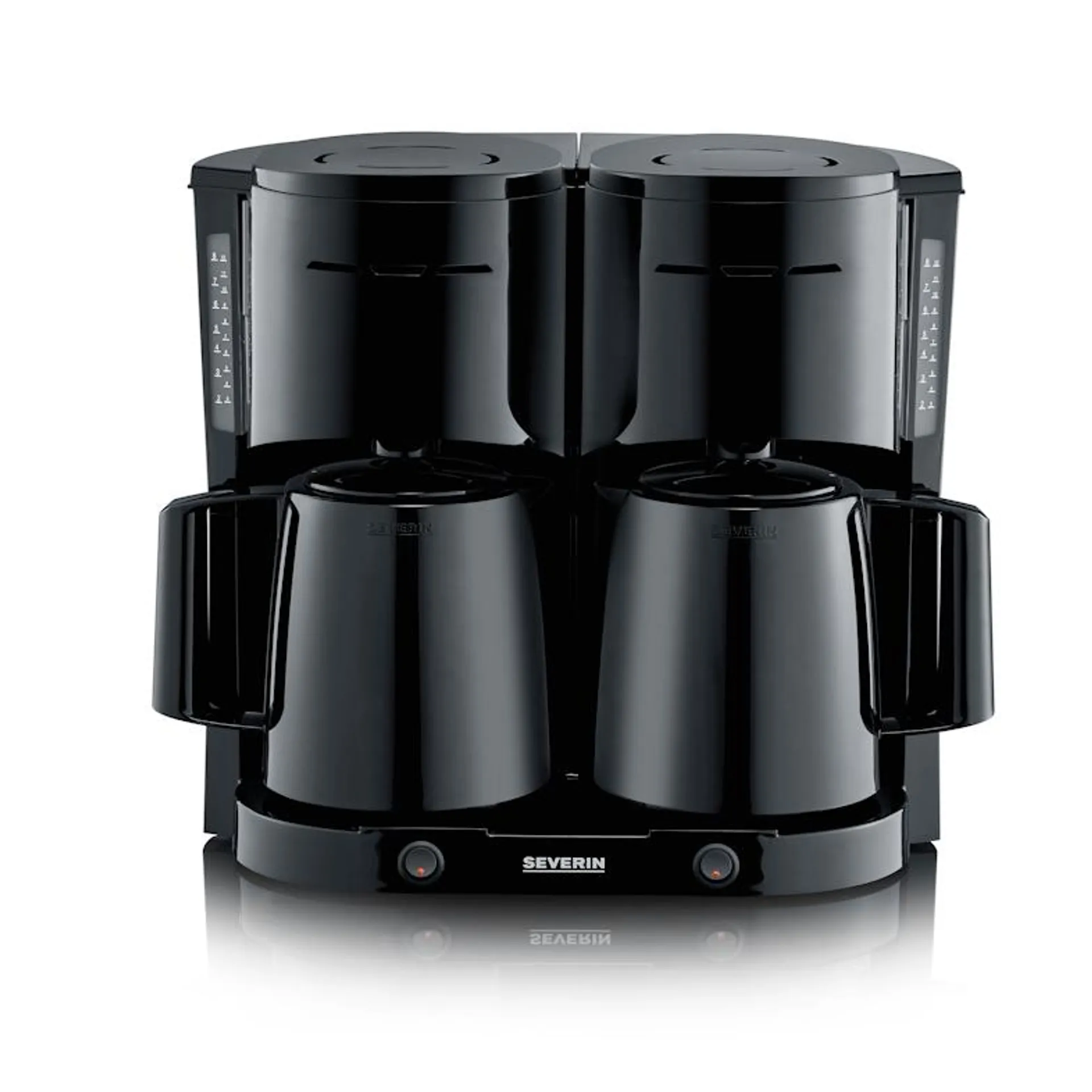 Cafetera de filtro dúo con 2 jarras termo, 2 x aprox. Severin KA 9315 - 1000 W Negro