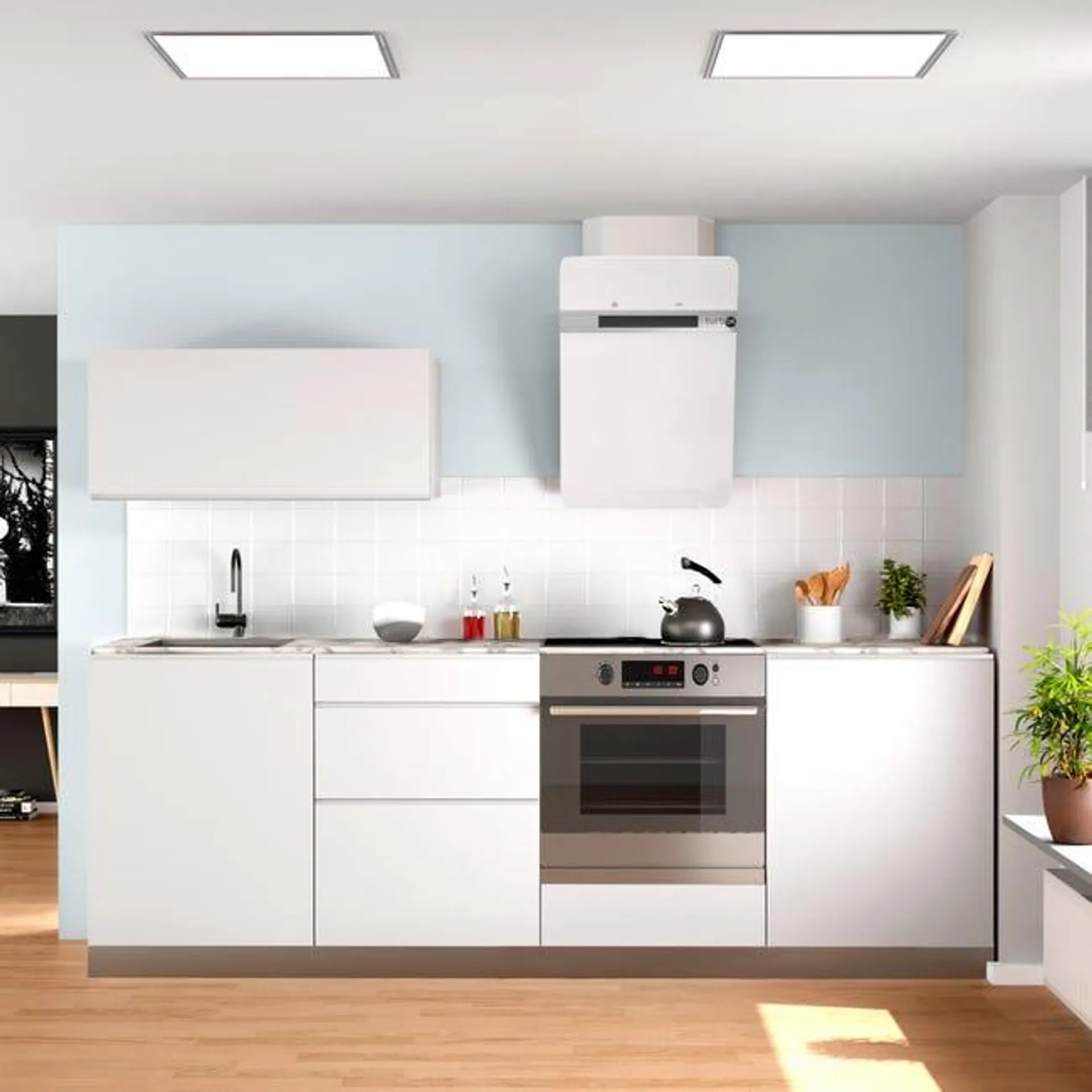 Cocina en kit DELINIA id con altos TOKIO blanco mate 2.40 m